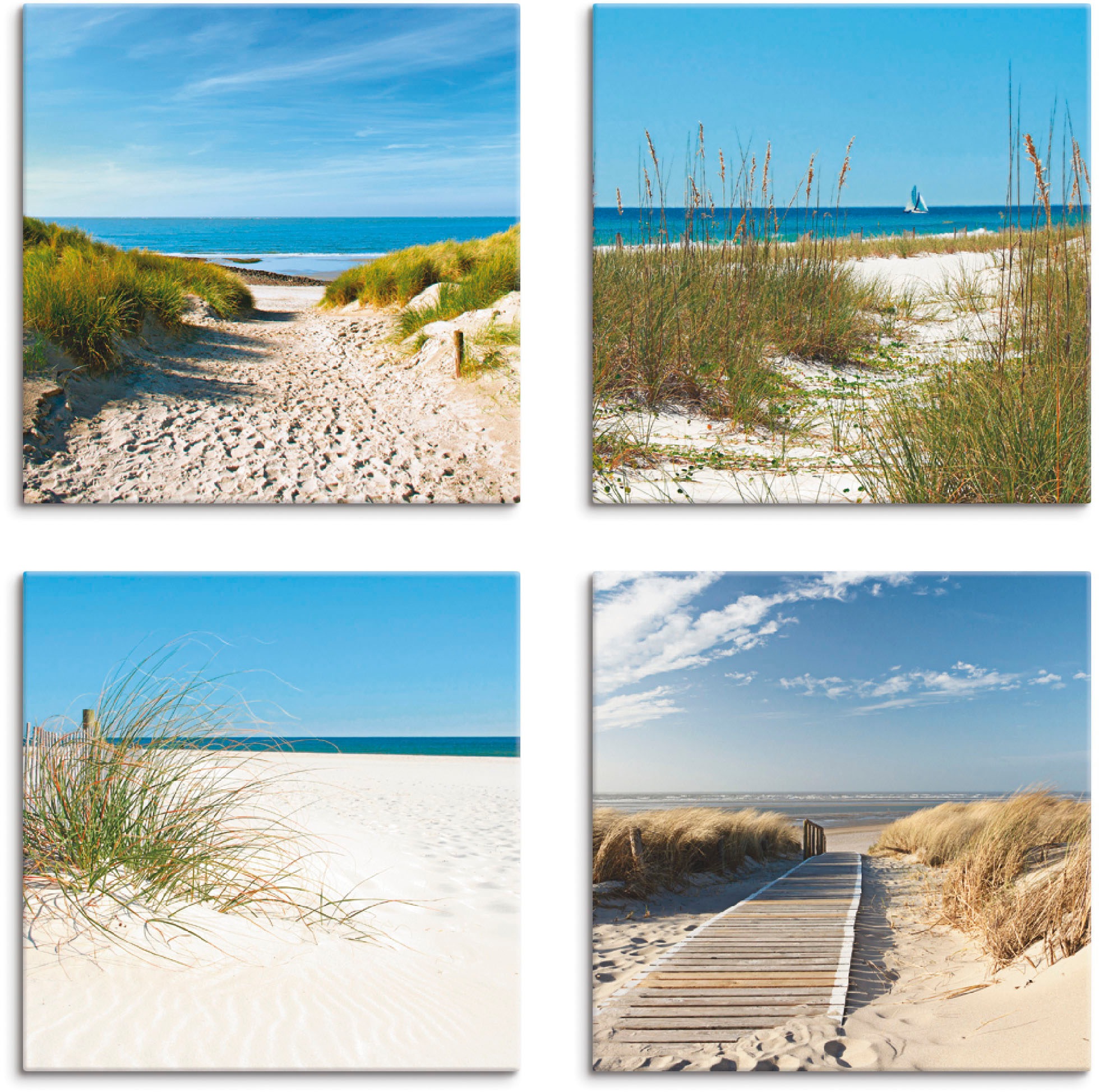 Artland Leinwandbild »Strand und Sanddünen«, Strand, (4 St.), 4er Set, verschiedene Größen