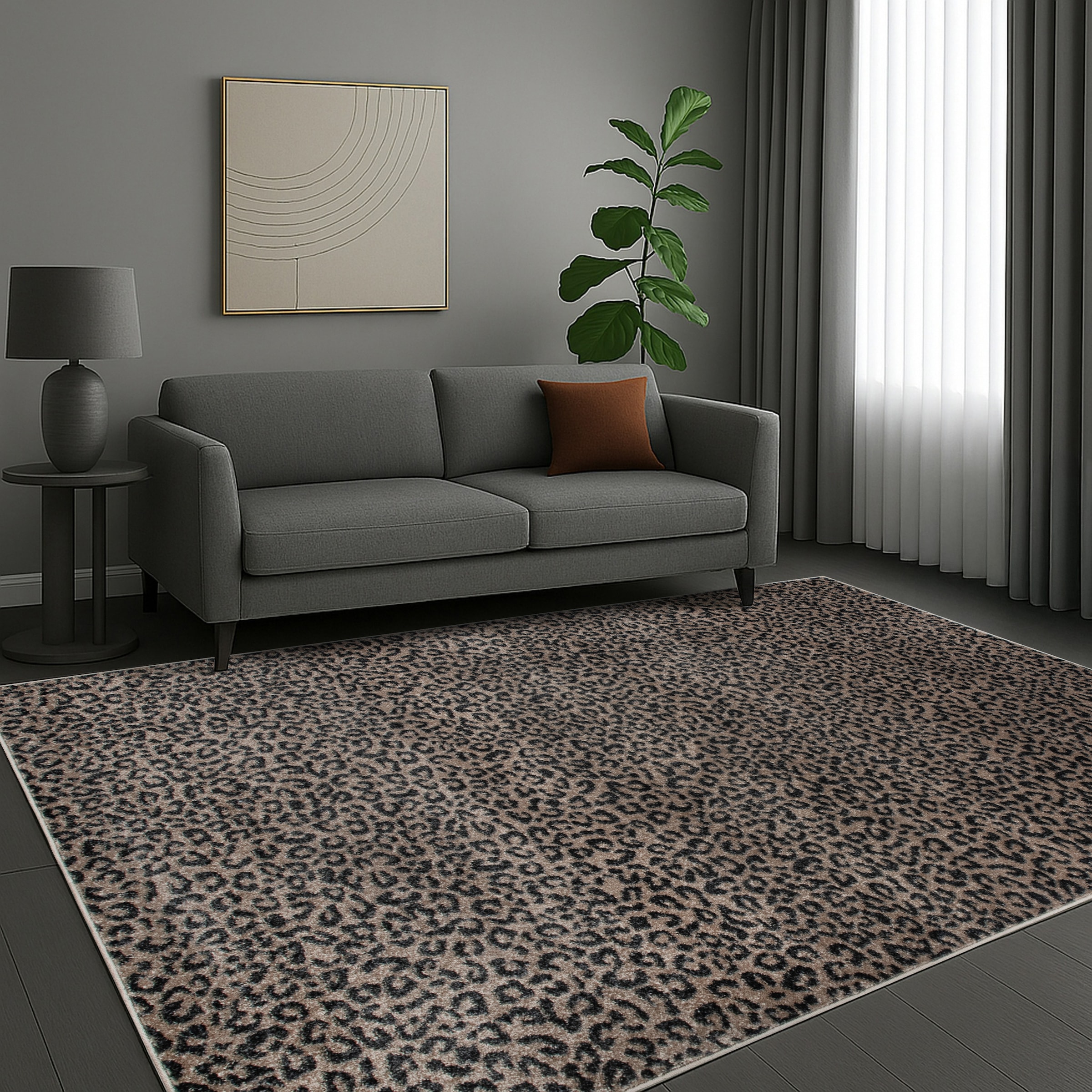 OTTO home Teppich »Fynna, Leoparden-Muster, Animalprint« rechteckig 9 mm Höhe besonders weicher Flor, Wohnzimmer, Schlafzimmer, Esszimmer, Leo