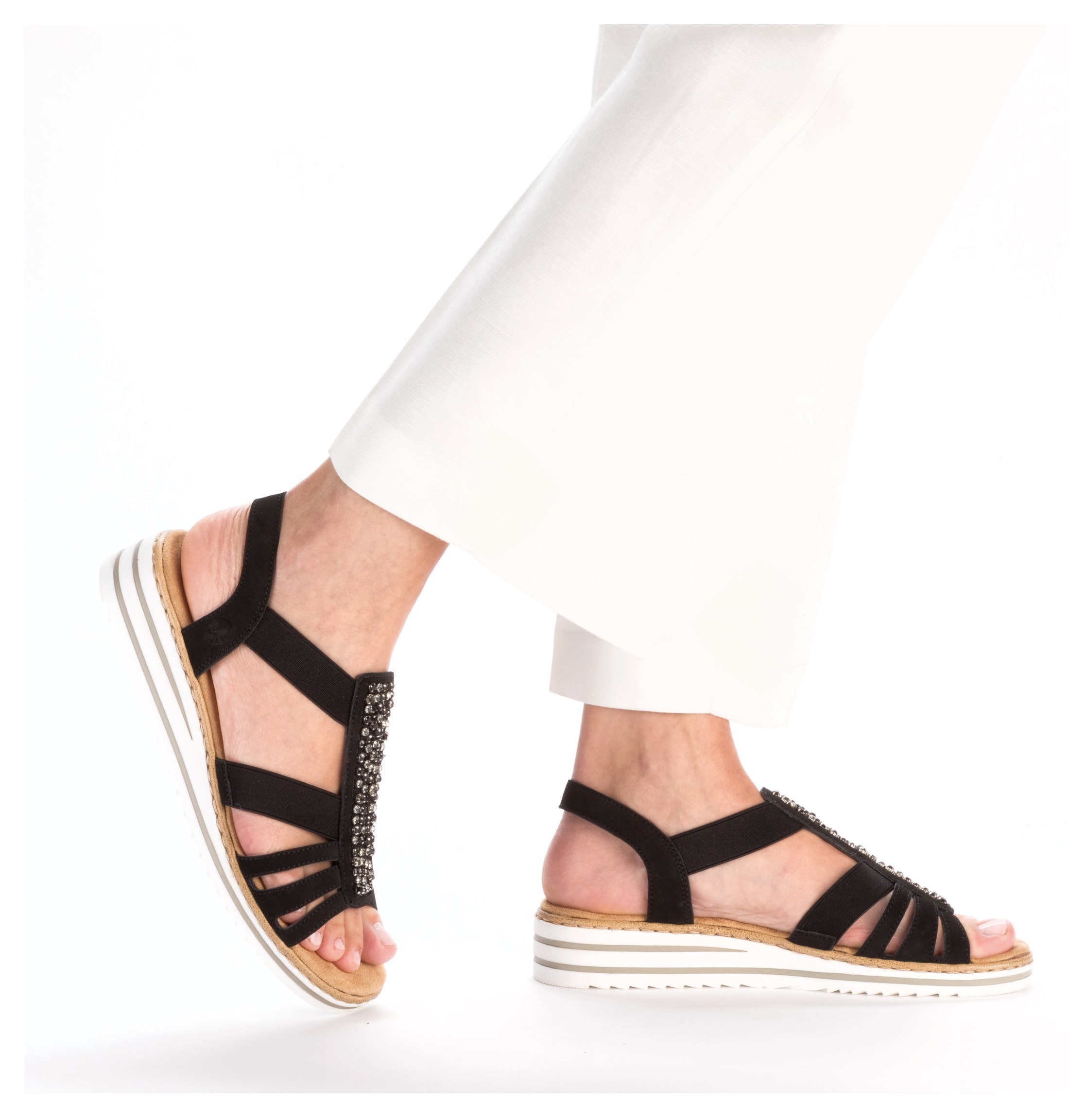 Rieker Keilsandalette, Sommerschuh, Sandale, Keilabsatz, mit Gummizüge für guten Sitz