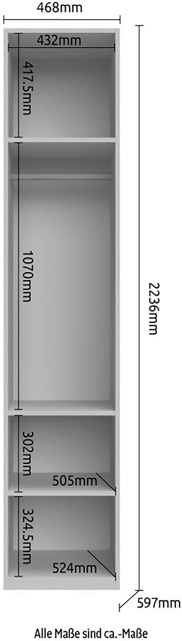 Places of Style Kleiderschrank »Piano, UV lackiert, hochglänzend in beige oder weiß, FSC-zertifiziert«, (Made in Europe), in vielen Breiten, Höhe 224cm, mit Soft-Close Funktion