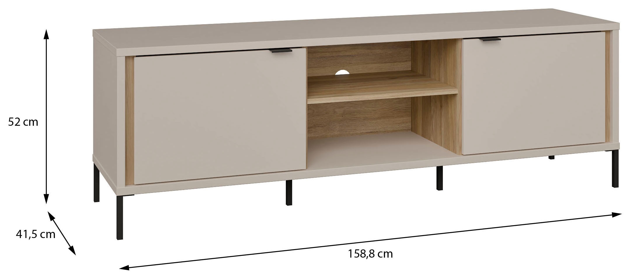 FORTE TV-Board »Forte Seravel TV Schrank 160, Elegantes Lowboard, Beleuchtung optional« B/H/T 158,8/52/41,5 offener Stauraum