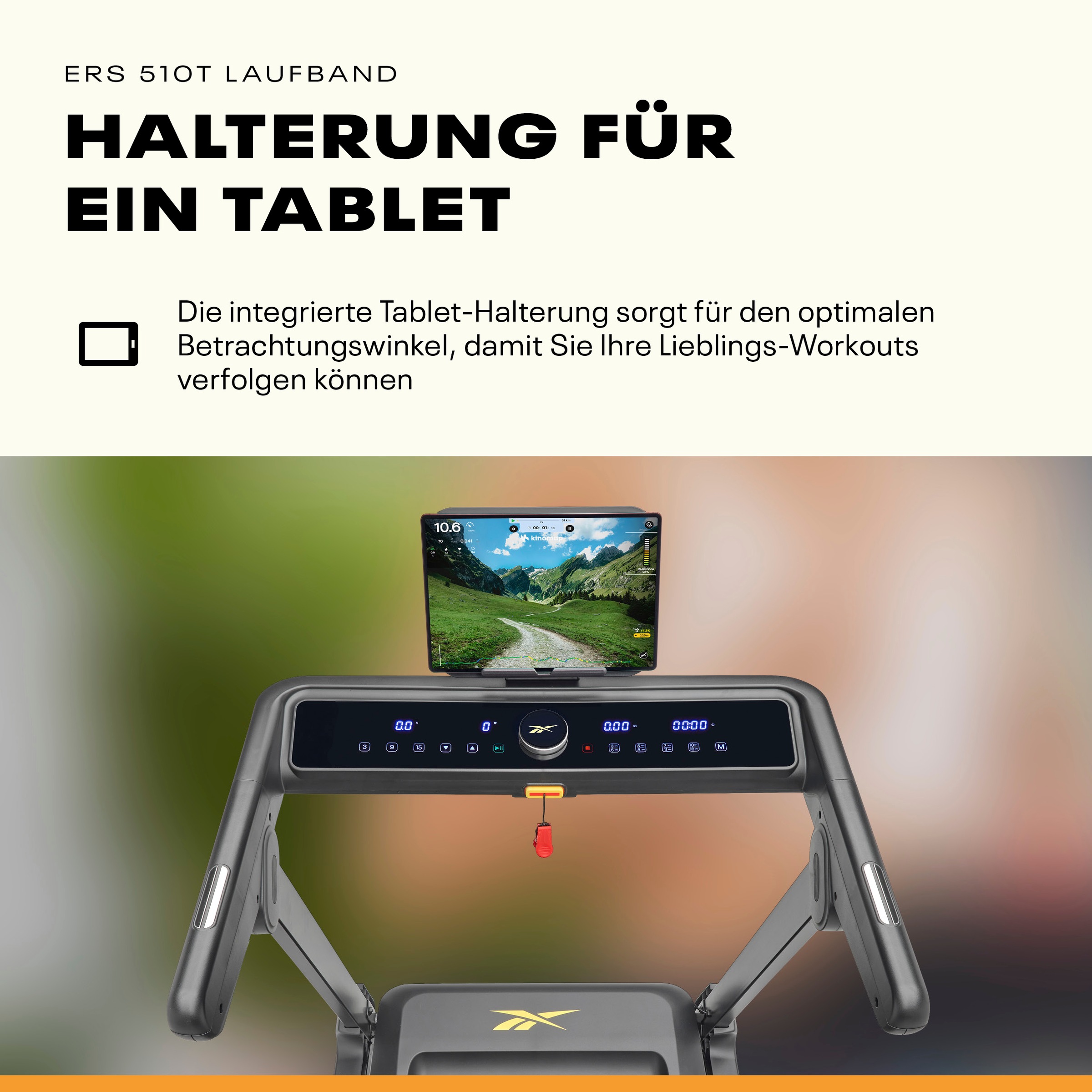 Reebok Laufband »Reebok ERS 510T Laufband – klappbar, 18 km/h« Suspension-Dämpfung, Soft-Drop-Klappsystem, 90% vormontiert