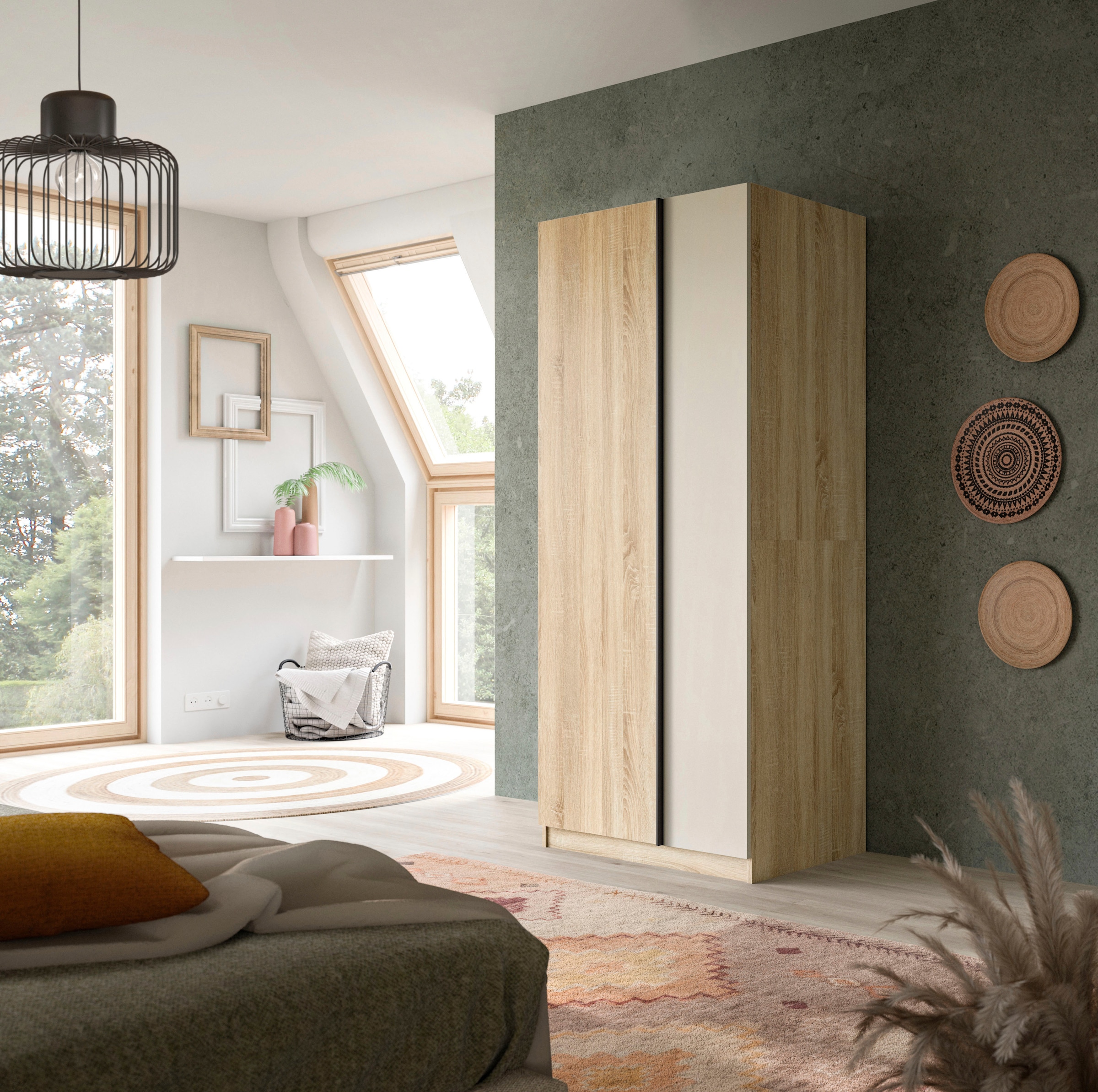 Home affaire Kleiderschrank »BENDINGO, TOPSELLER!, Schlafzimmerschrank, Schrank, Garderobenschrank« OTTO BESTSELLER, Garderobe & Schlafzimmer,  Breite 80cm, Eiche NB, 2-türig, inkl 1 Kleiderstange und 3 Ablageboden