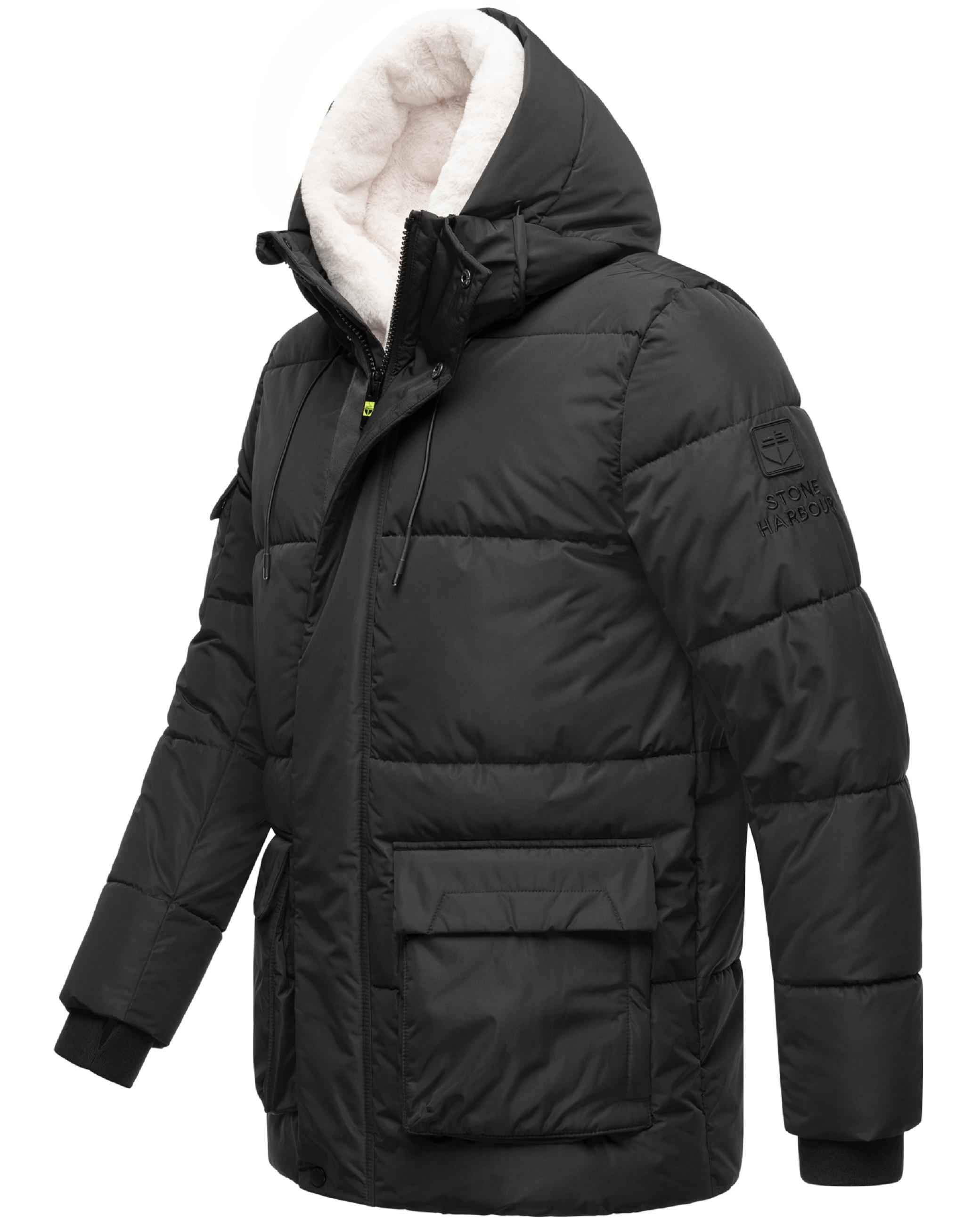 Stone Harbour Winterjacke »Winterjacke Lauroo XX«, mit Kapuze, urbane Herren Steppjacke mit kuscheligem Kunstpelz-Kragen