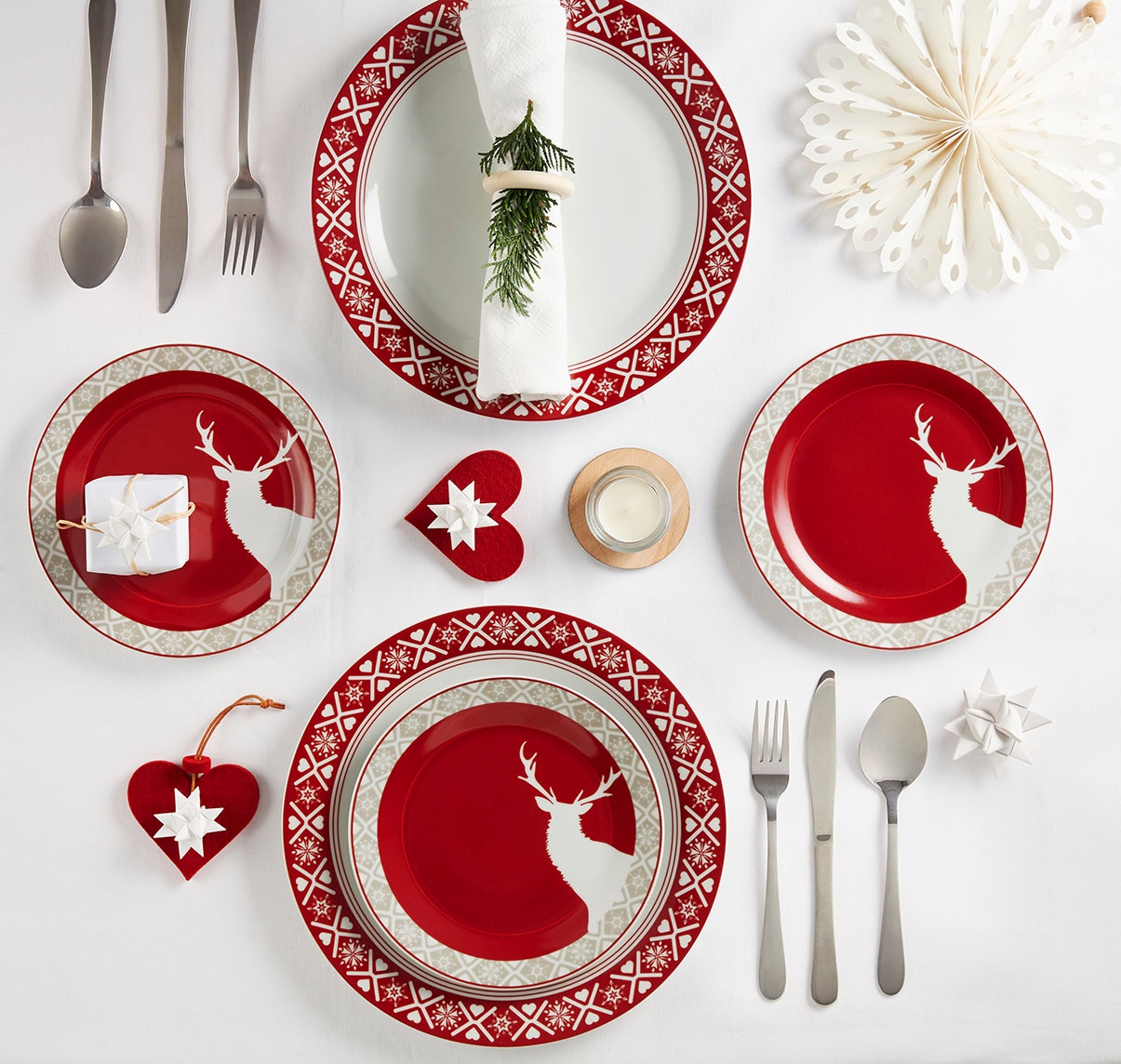 Retsch Arzberg Kombiservice »Geschirr-Set, Service Nordic Reindeer, Winter, Advent, Weihnachten« Rentier-Design, 16 Teile, für 4 Personen