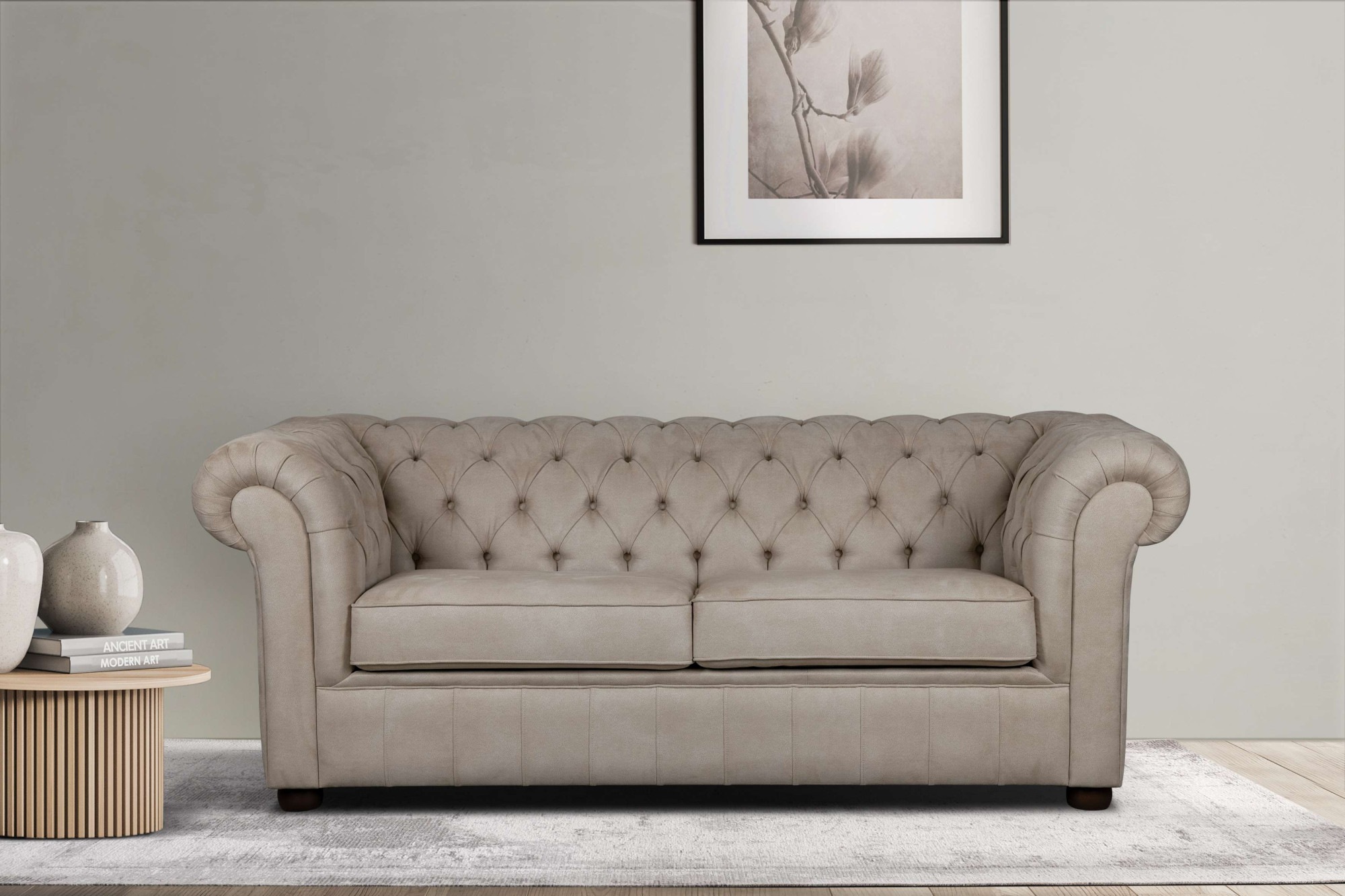 Home affaire 3-Sitzer »CHARENTE, optionale Schlafsofa, Chesterfield-Sofa, Bettfunktion«, mit edler Knopfheftung und typischen Armlehnen, B/T/H 198/89/74 cm