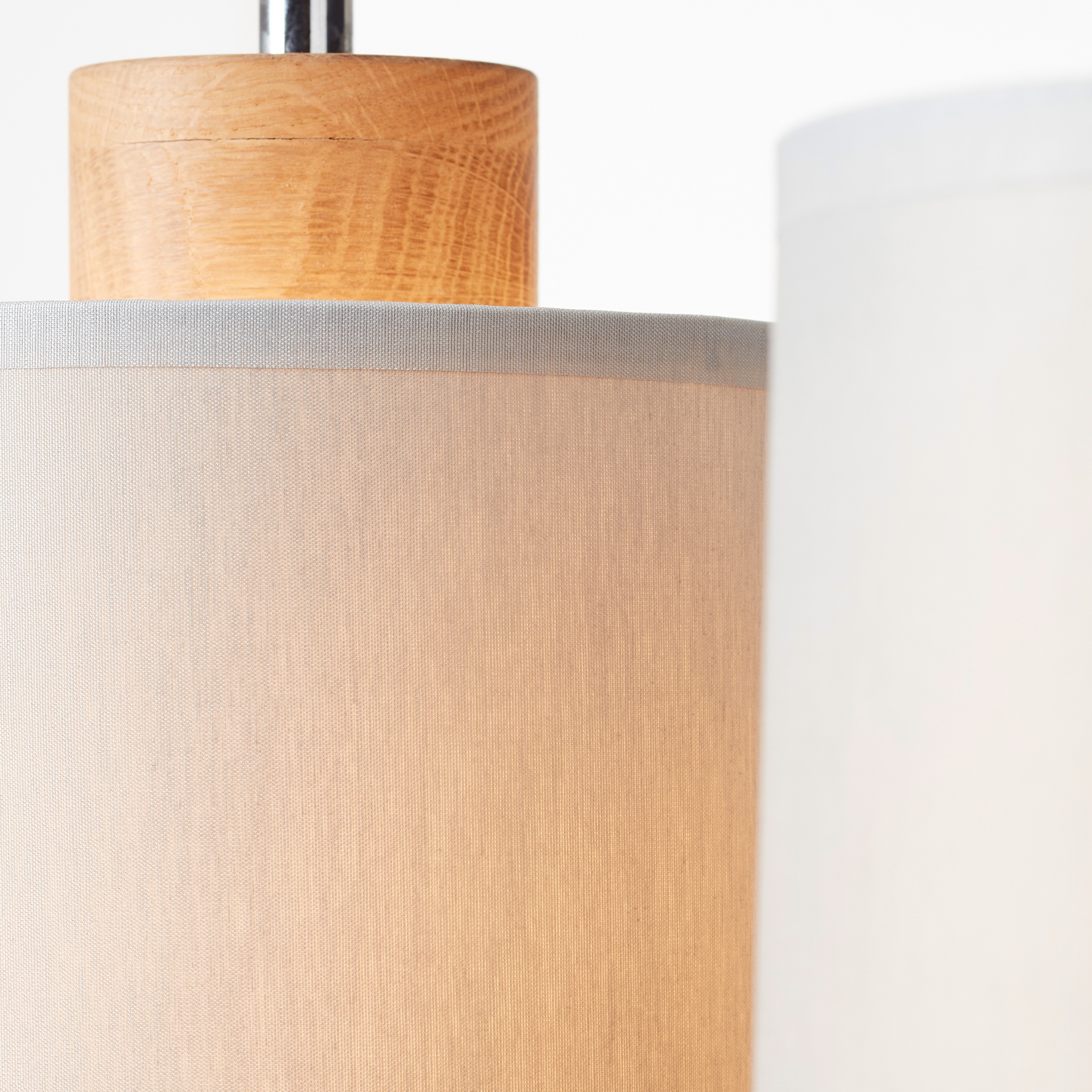 Brilliant Pendelleuchte »Vonnie«, 4 flammig, Leuchtmittel E27 | ohne Leuchtmittel, Stoffschirme, 111 cm Höhe, 80 cm Breite, 4 x E27, kürzbar, grau/holz