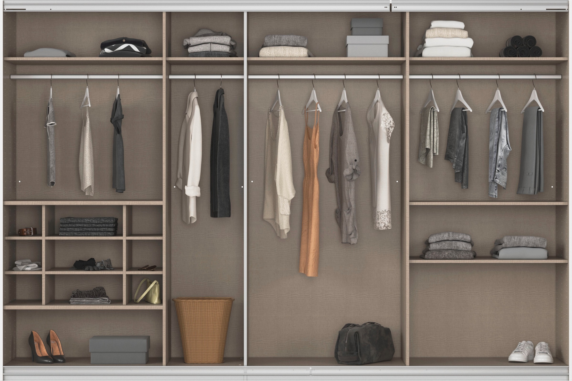 rauch Schwebetürenschrank »Kleiderschrank Schrank Garderobe Wäscheschrank TOMA mit Passepartout«, inkl. Regaleinsatz sowie zusätzlichen Einlegeböden MADE IN GERMANY