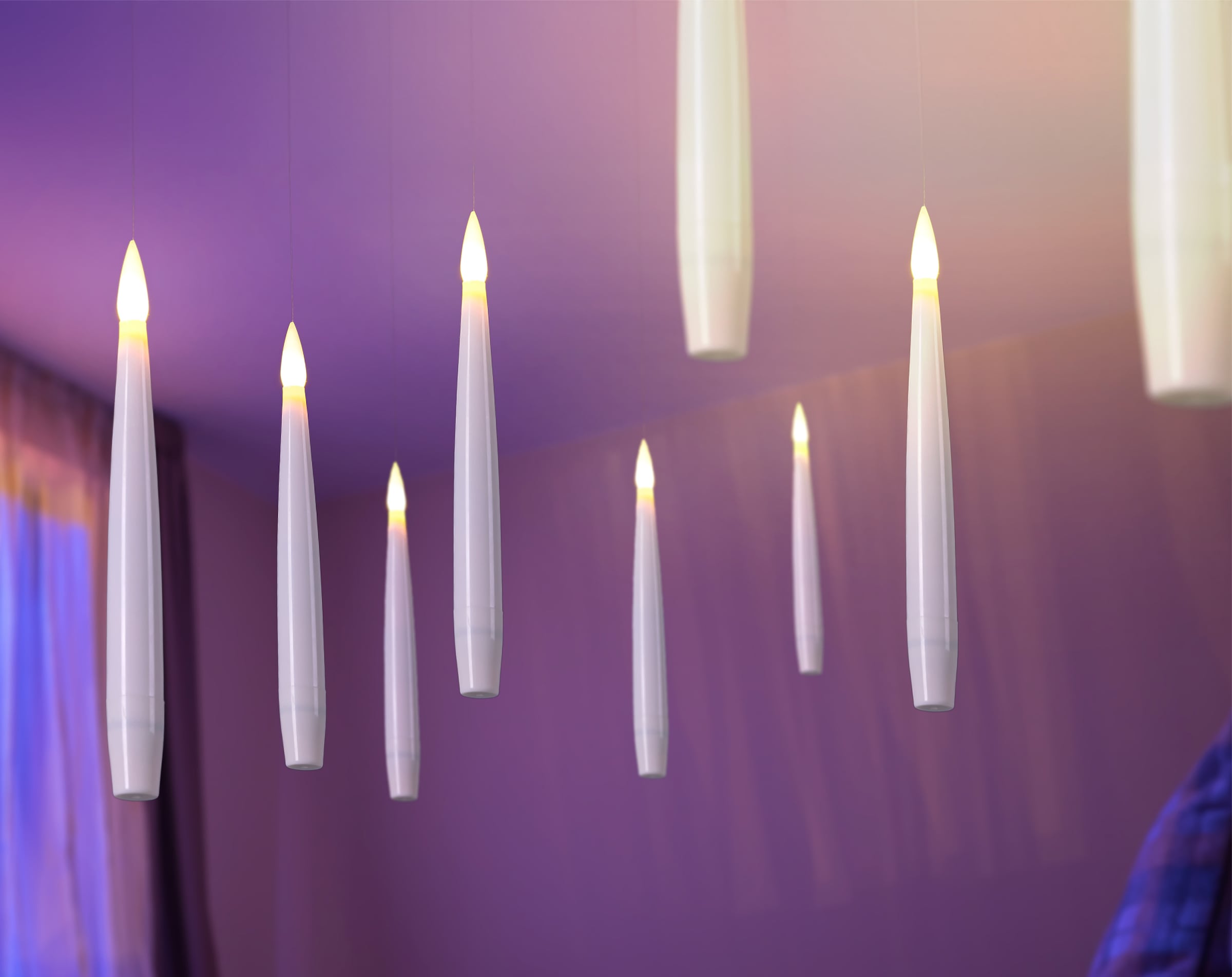 OTTO home LED Dekolicht »10 Schwebende LED Tafelkerze mit Zauberstab Korrinna« LED-Modul 11 Stk. Warmweiß mit Zauberstab als Fernbedienung