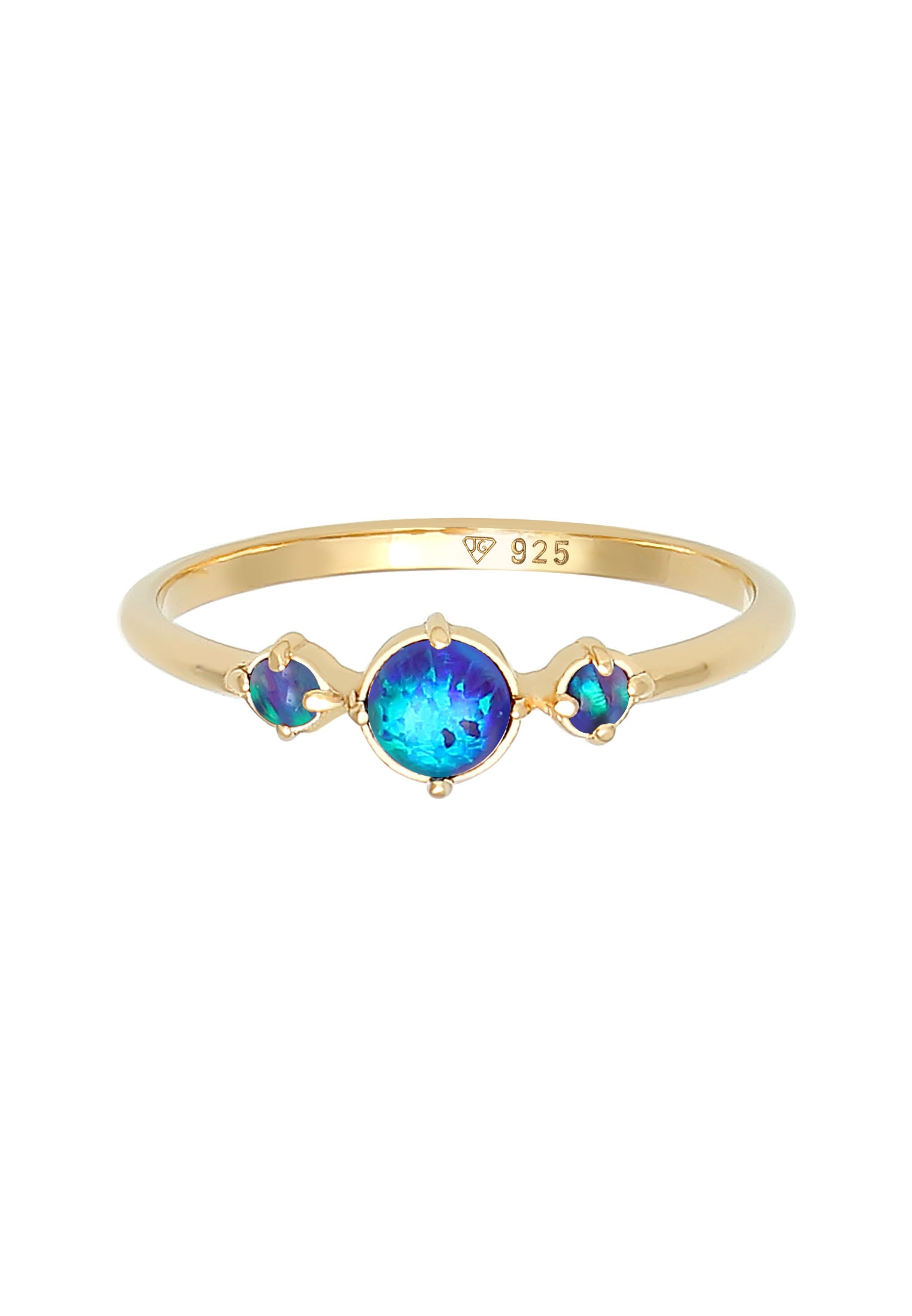 Elli Silberring »Ring Opal Rund Trio Vintage 925er Silber«
