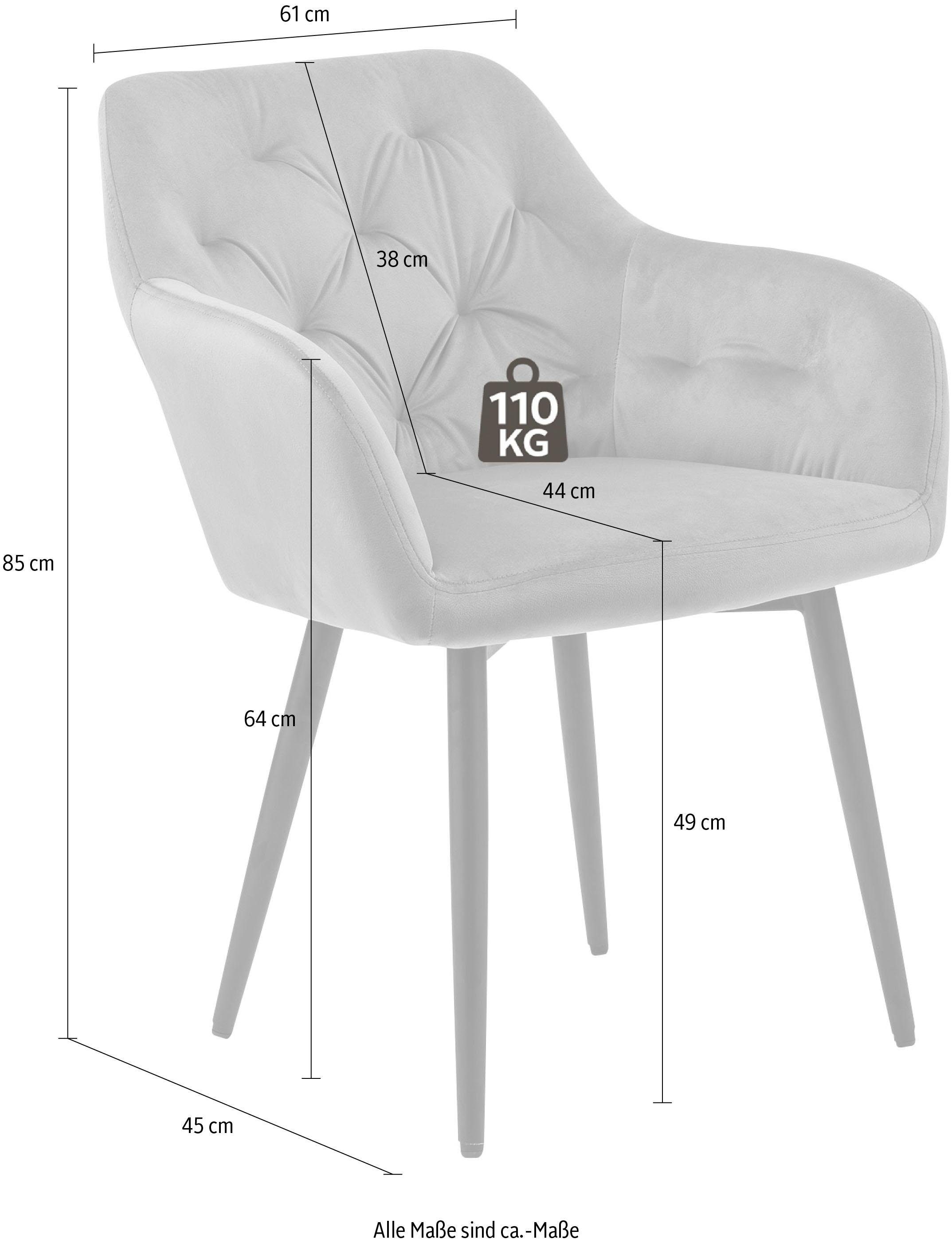 SalesFever Esszimmerstuhl »Coventry Komfortabler Polstertuhl im eleganten Stil«, Samtvelours, Stilvoll mit eleganter Knopfheftung