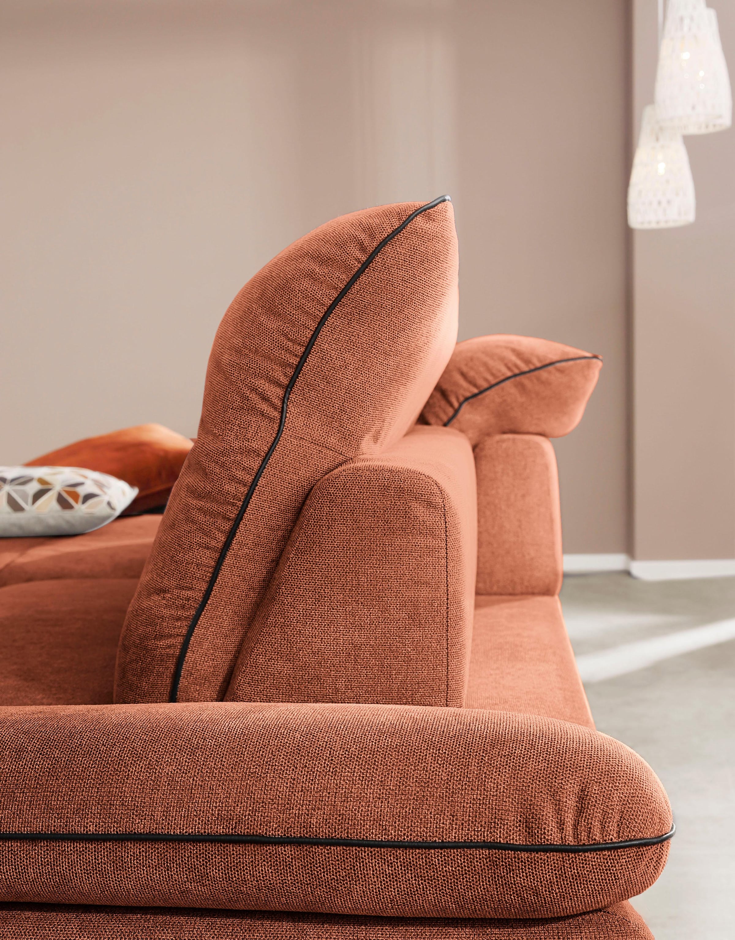 W.SCHILLIG Ecksofa »enjoy&MORE«, in Living coral, Füße schwarz pulverbeschichtet, Breite 294 cm