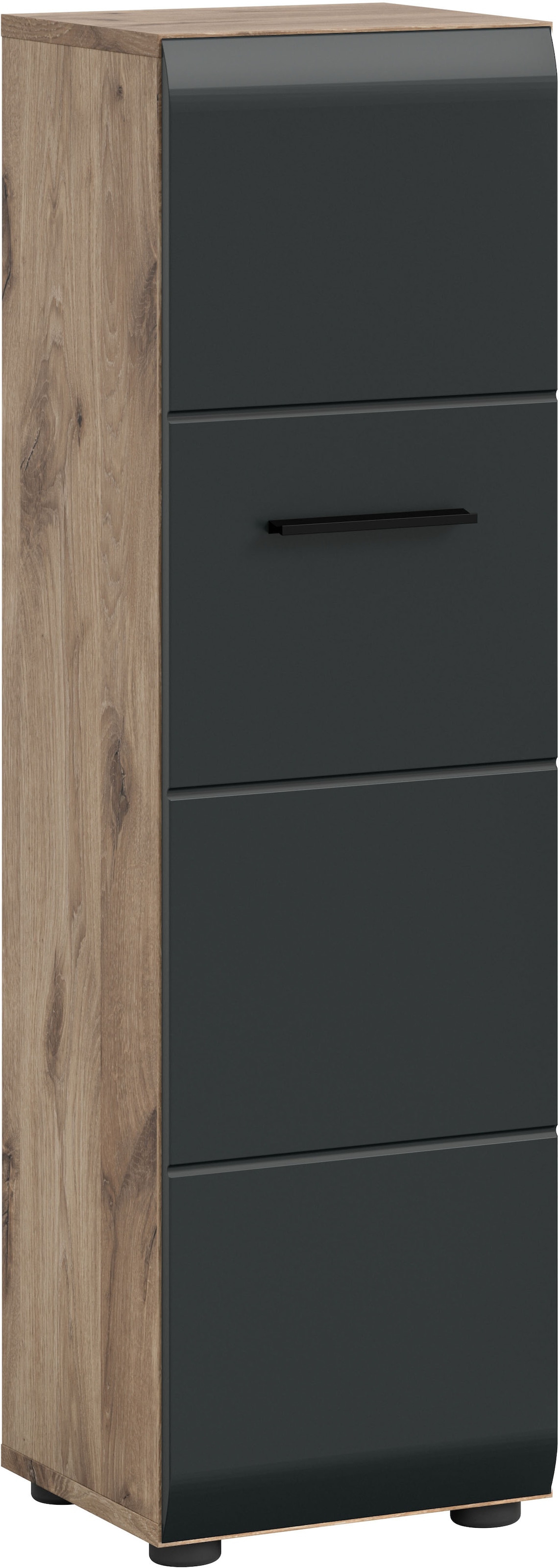 welltime Stauraumschrank »FLORENZ, Höhe 106 cm, 1 Tür, 4 Fächer, stehend & hängend montierbar« TOPSELLER!, 1 Stk. tlg. Türanschlag wechselbar, hochwertige MDF Front, Badschrank, Bad