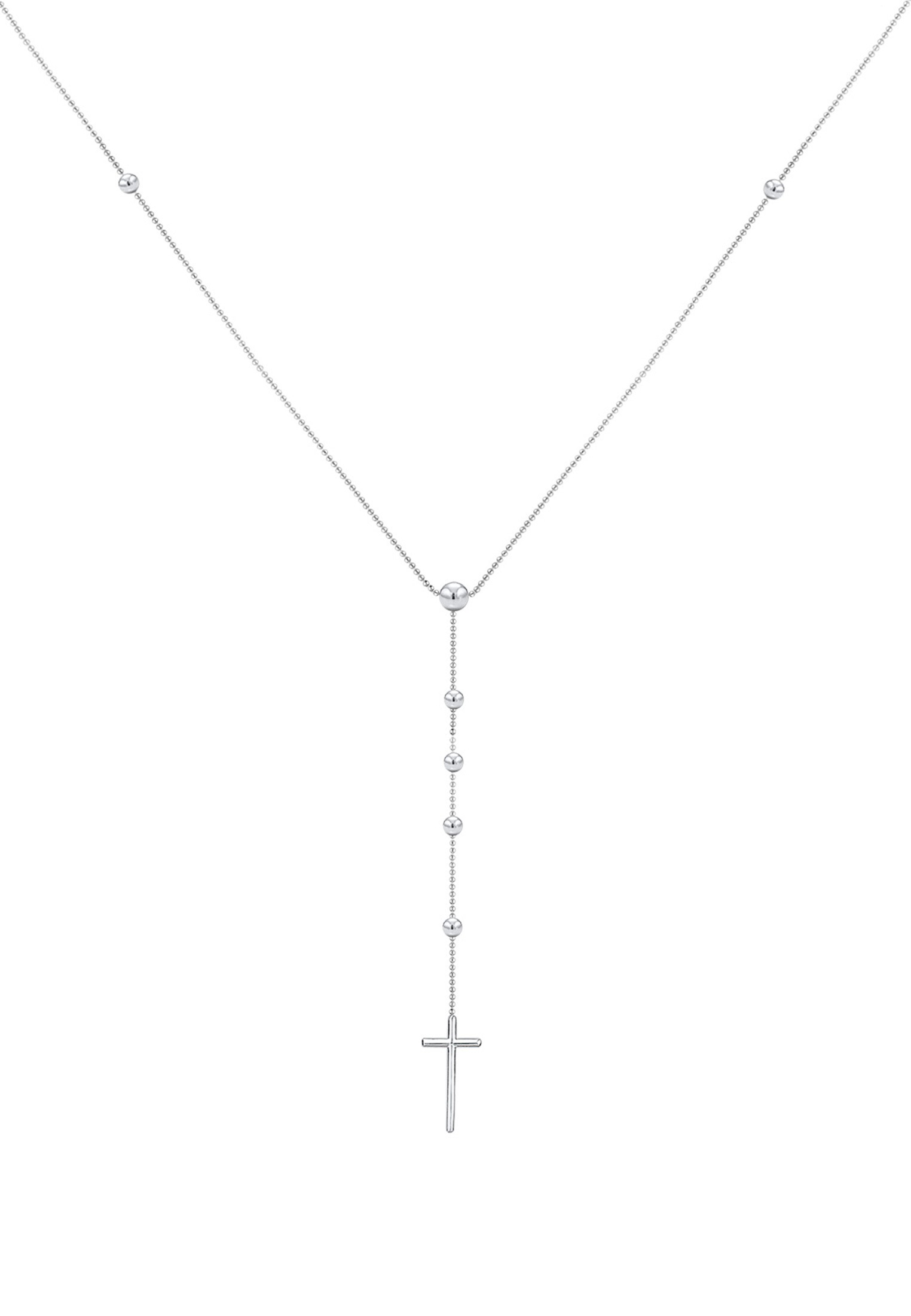 Elli Premium Kette mit Anhänger »Halskette Rosenkranz Kette Kreuz Taufe Religion 925 Sterling Silber«