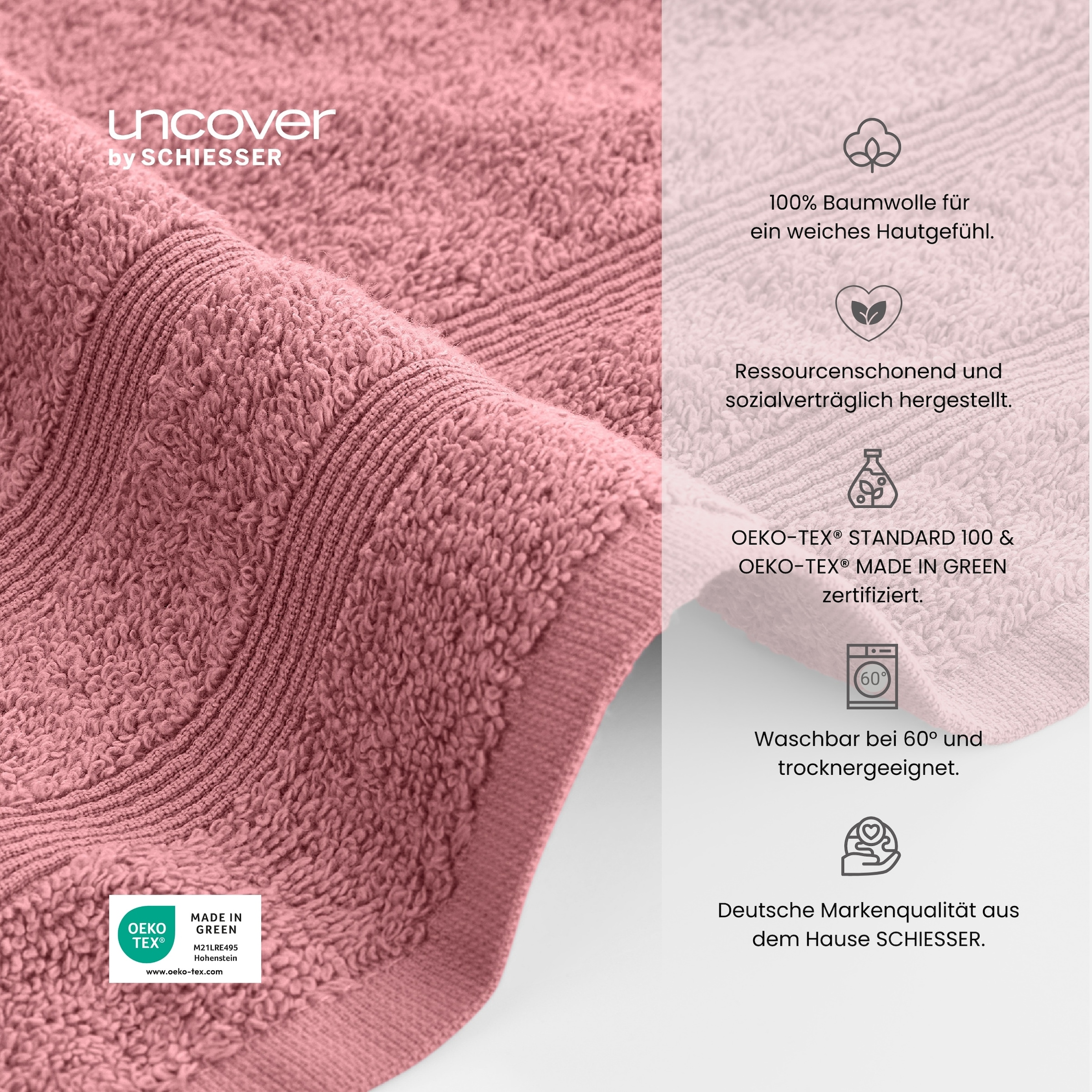 uncover by SCHIESSER Handtücher »Brooklyn mit dezenter Bordüre in Hoch-Tief-Optik« Made in Green