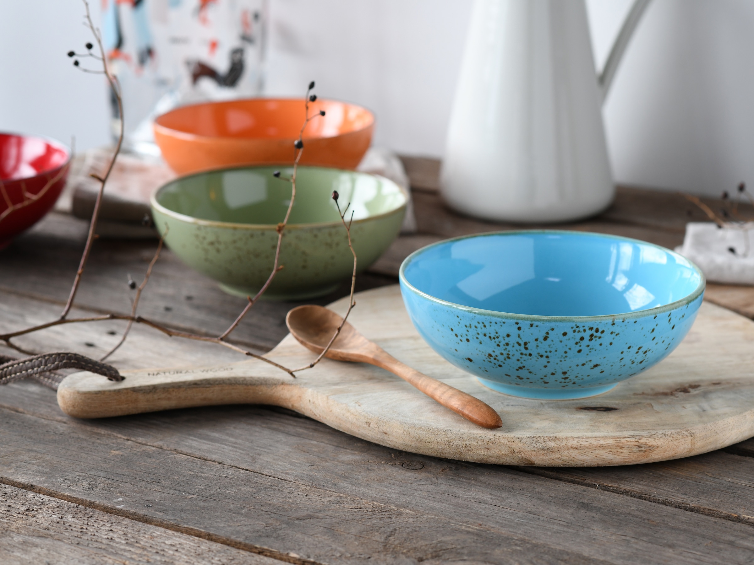 CreaTable Schale »Nature Collection, Smoothie Bowl 4-tlg« 4 Stk. aus Steinzeug Handwerklicher Look, Vintage