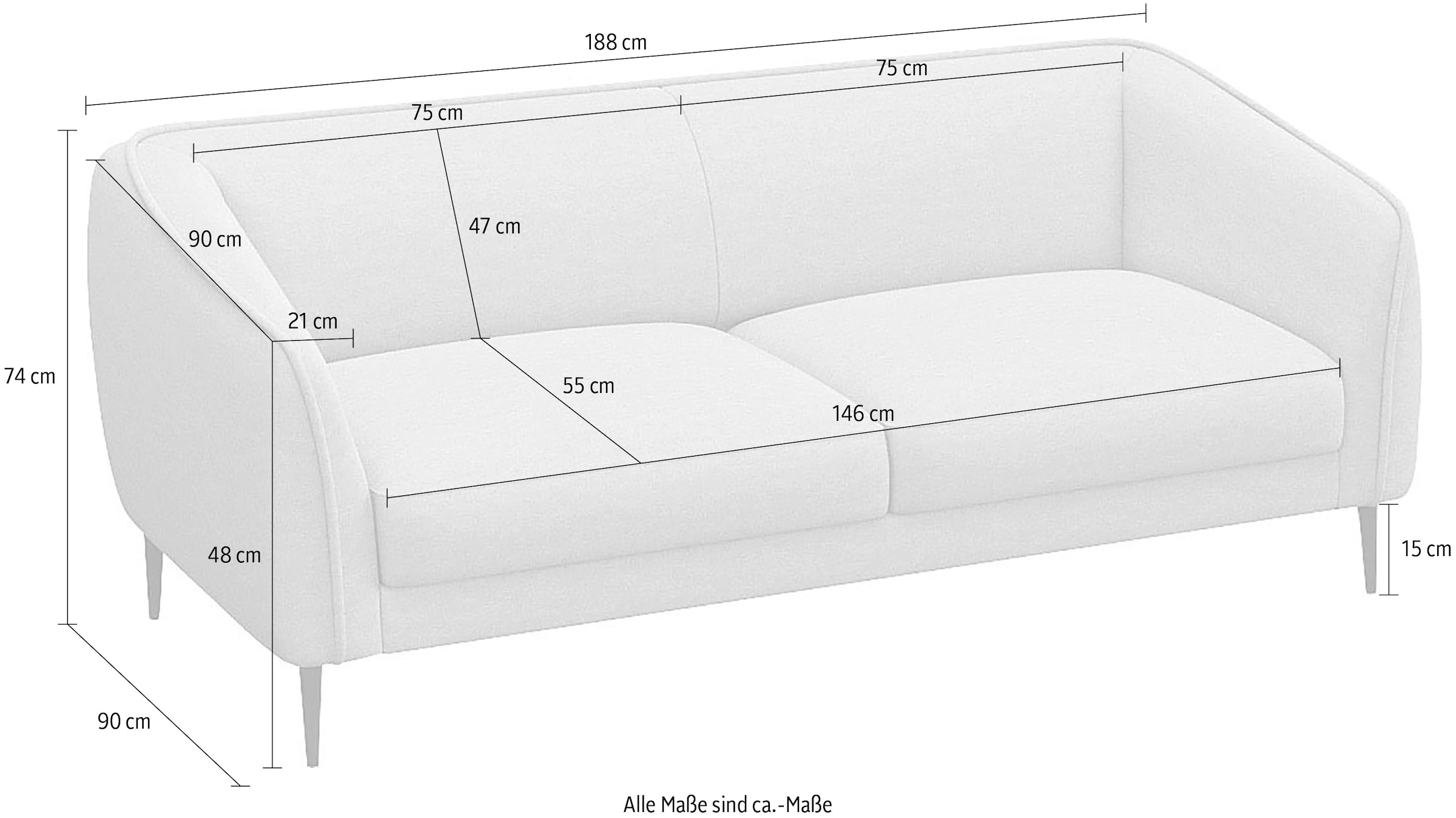 FLEXLUX 2,5-Sitzer »Belle Designsofa, Couch, bequem durch Kaltschaum im Sitz«, Skandinavisches Design, In hochwertiger Verarbeitung