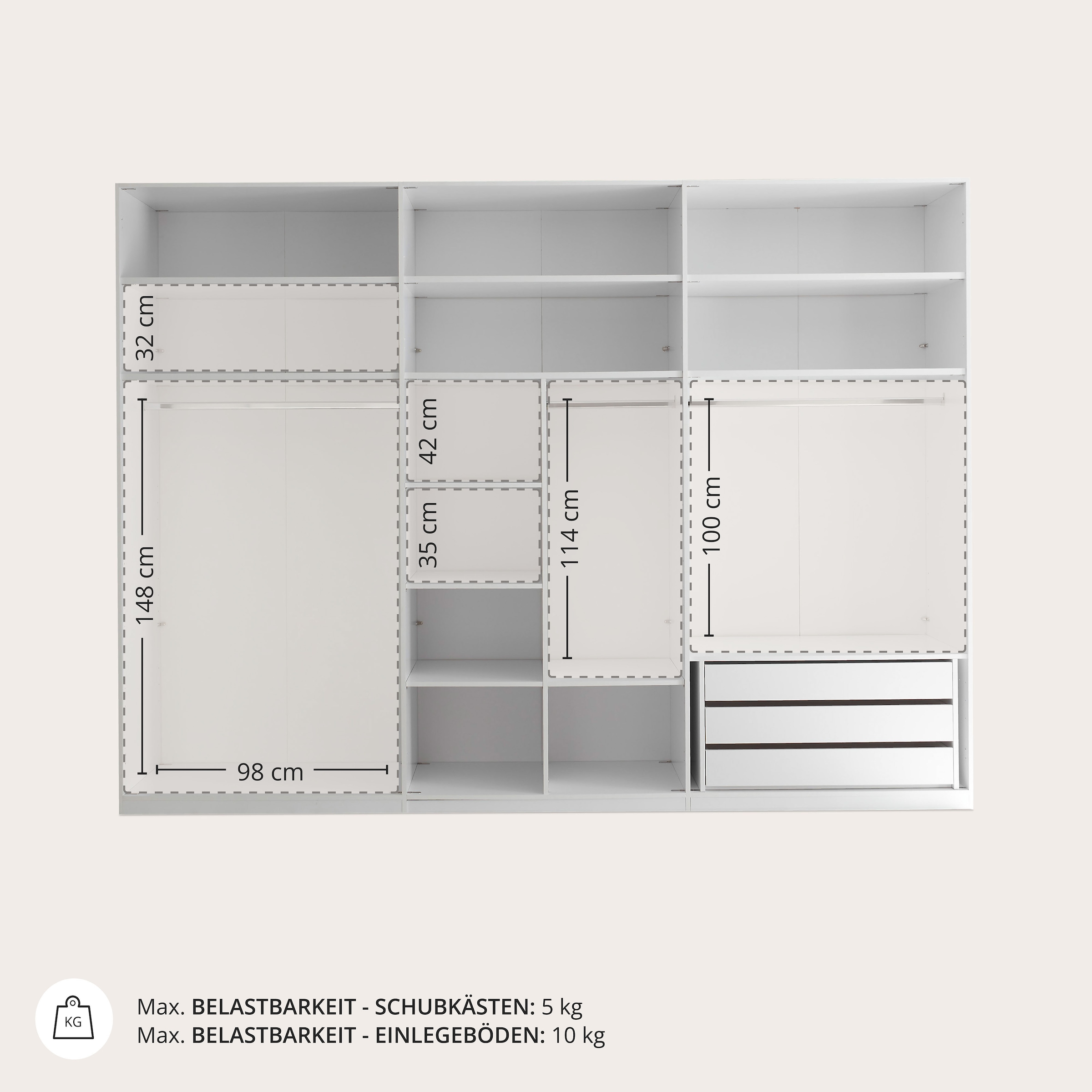 Schlafkontor Drehtürenschrank »Camoleo Kleiderschrank, 300cm Schrank in Hochglanz Soft-Close-Funktion« Spiegel auf der Innenseite der Tür
