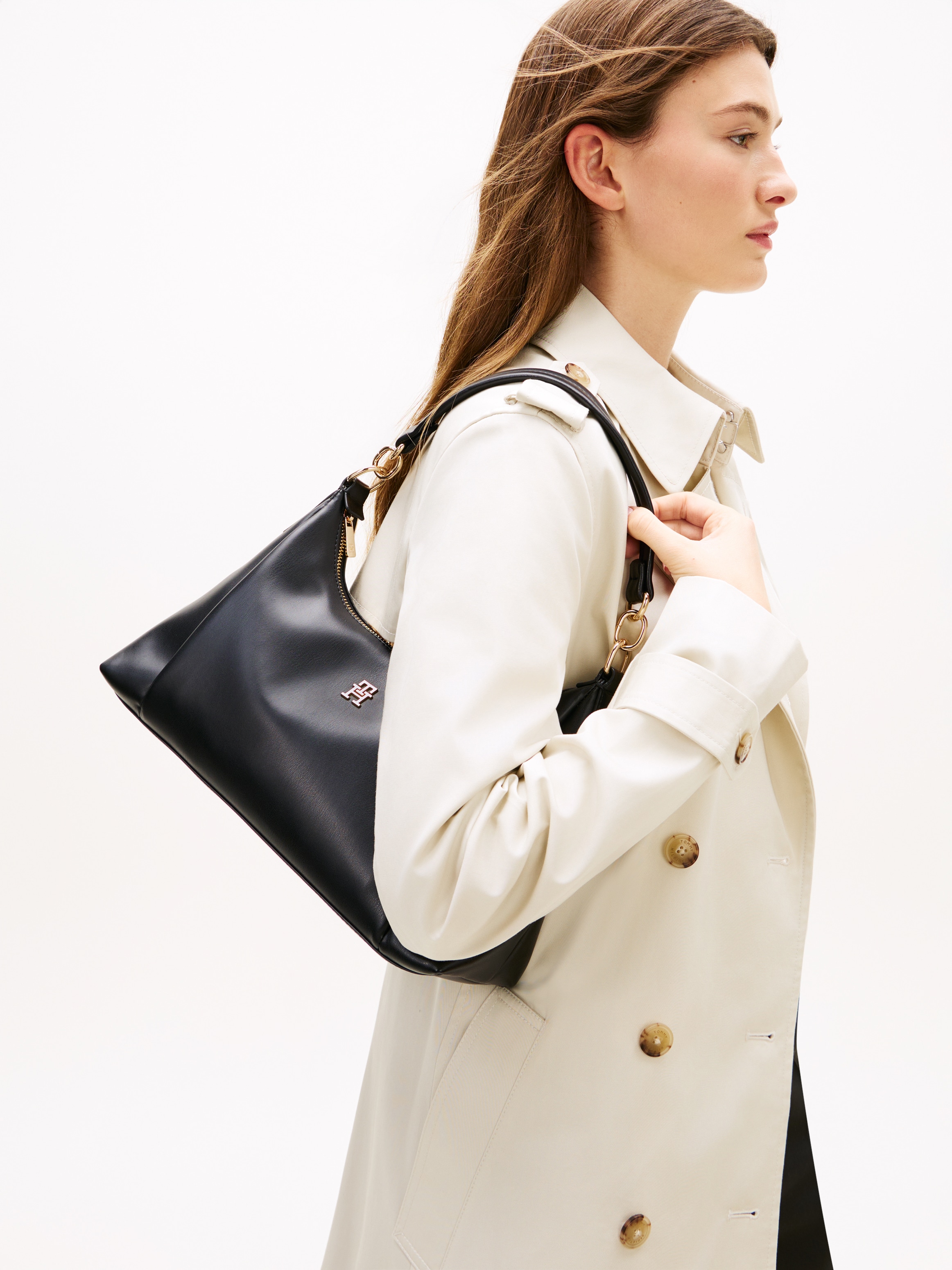 Tommy Hilfiger Schultertasche »TH ESSENTIAL SHOULDER BAG« Damen Umhängetasche, Tragetasche mit edlem TH-Schmucklogo