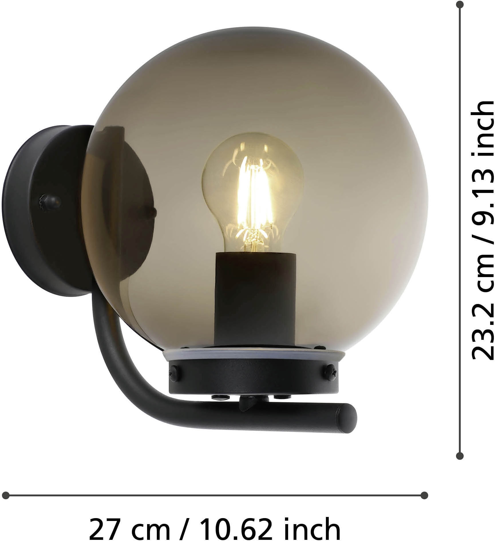 EGLO Wandleuchte »TAVERNA Wandlampe - Stahl verzinkt - E27 - 1X28W - IP44« E27 1 Stk. Außenbeleuchtung, Außenwandleuchte, Terrasse, L20 x H23 x AL25,5 cm