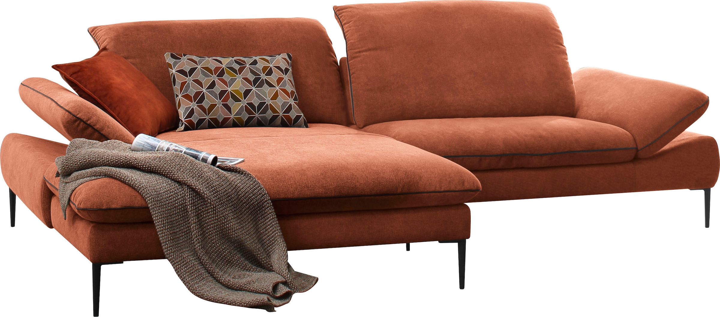 W.SCHILLIG Ecksofa »enjoy&MORE«, in Living coral, Füße schwarz pulverbeschichtet, Breite 294 cm
