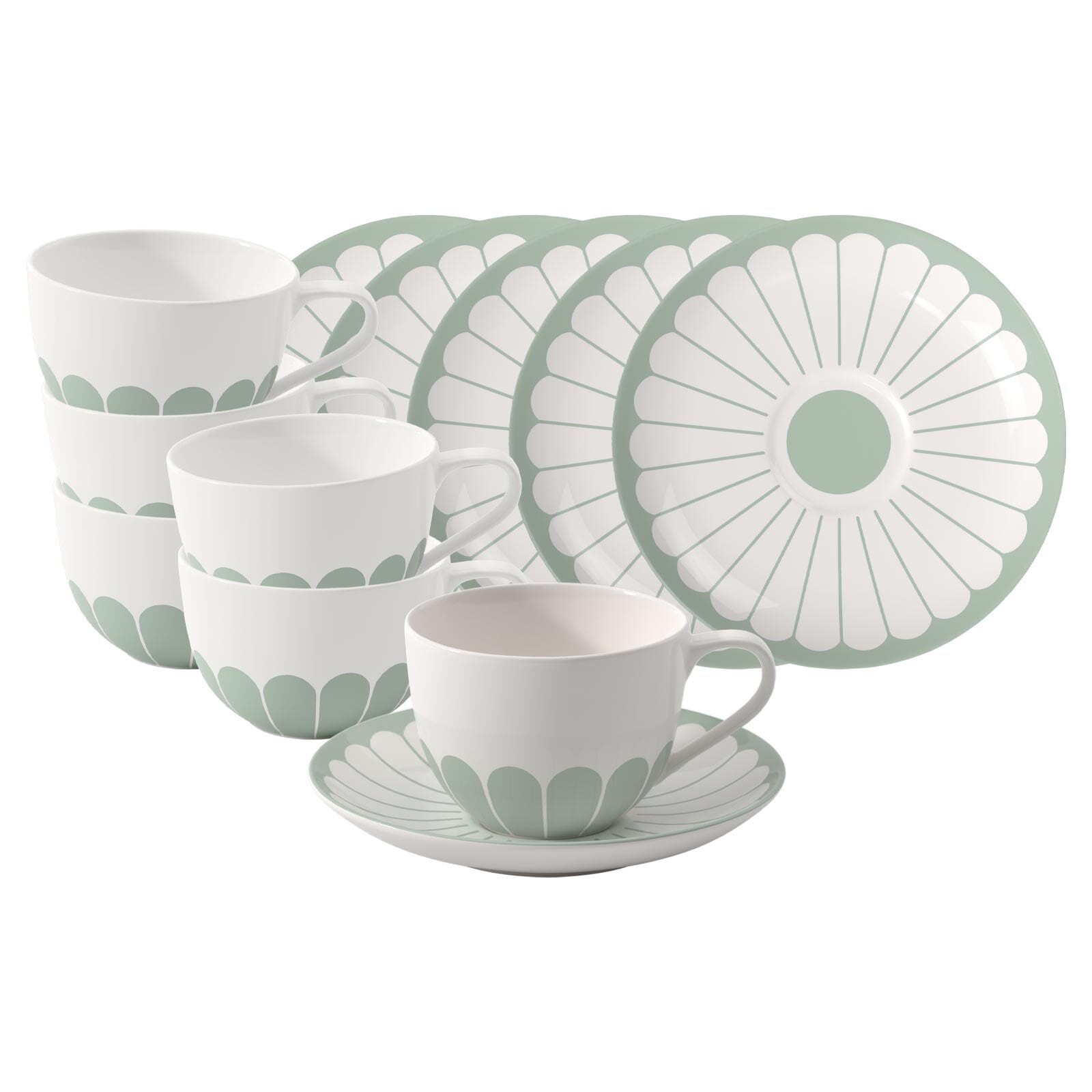 Villeroy & Boch Tasse »Cappuccinotassen mit Untertassen Fleur Couleur 300 ml 6er Set« Spülmaschinenfest, Mikrowellensicher
