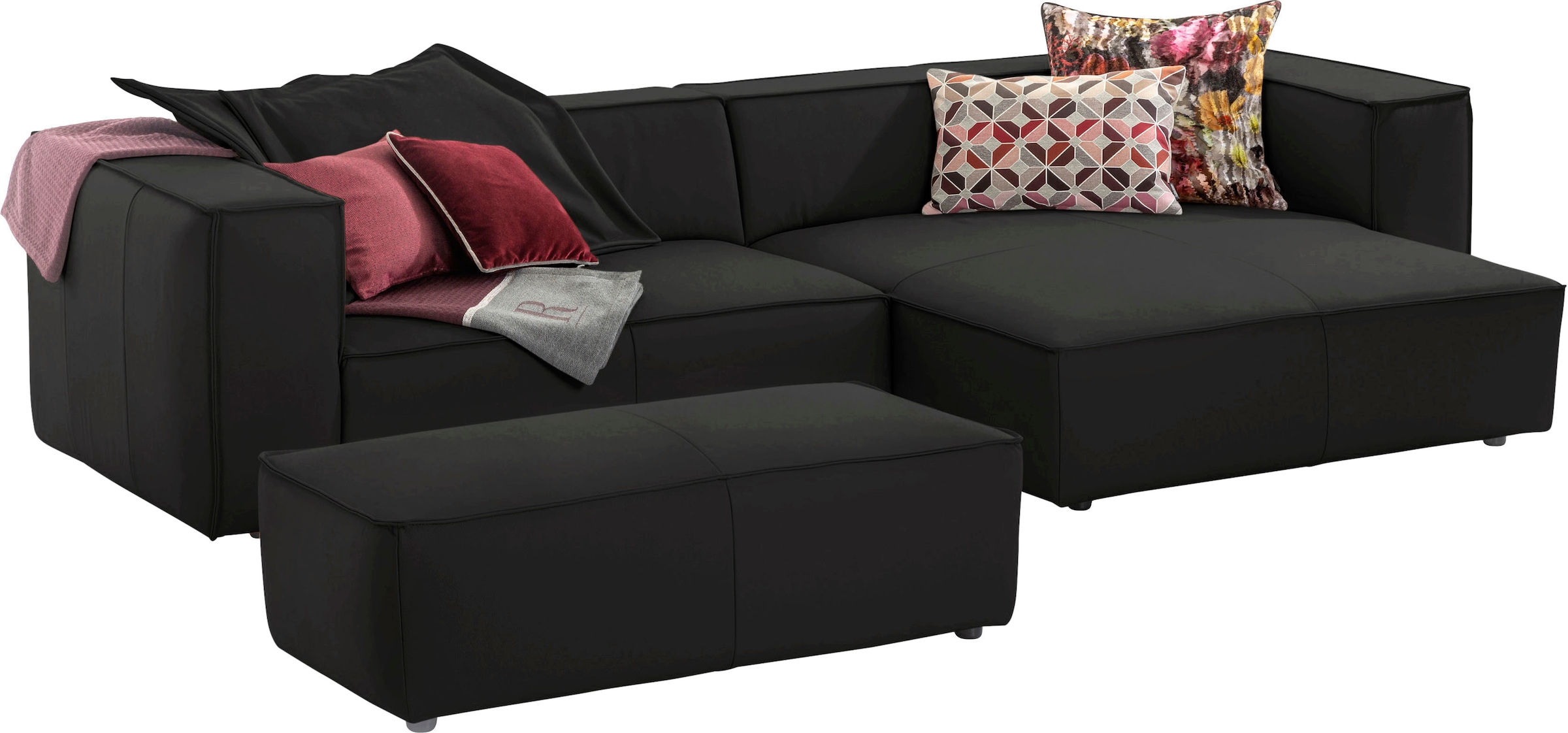 W.SCHILLIG Ecksofa »around-the-block, modern und elegant, bequem, L-Form« mit eleganter Biese, mit Federkern