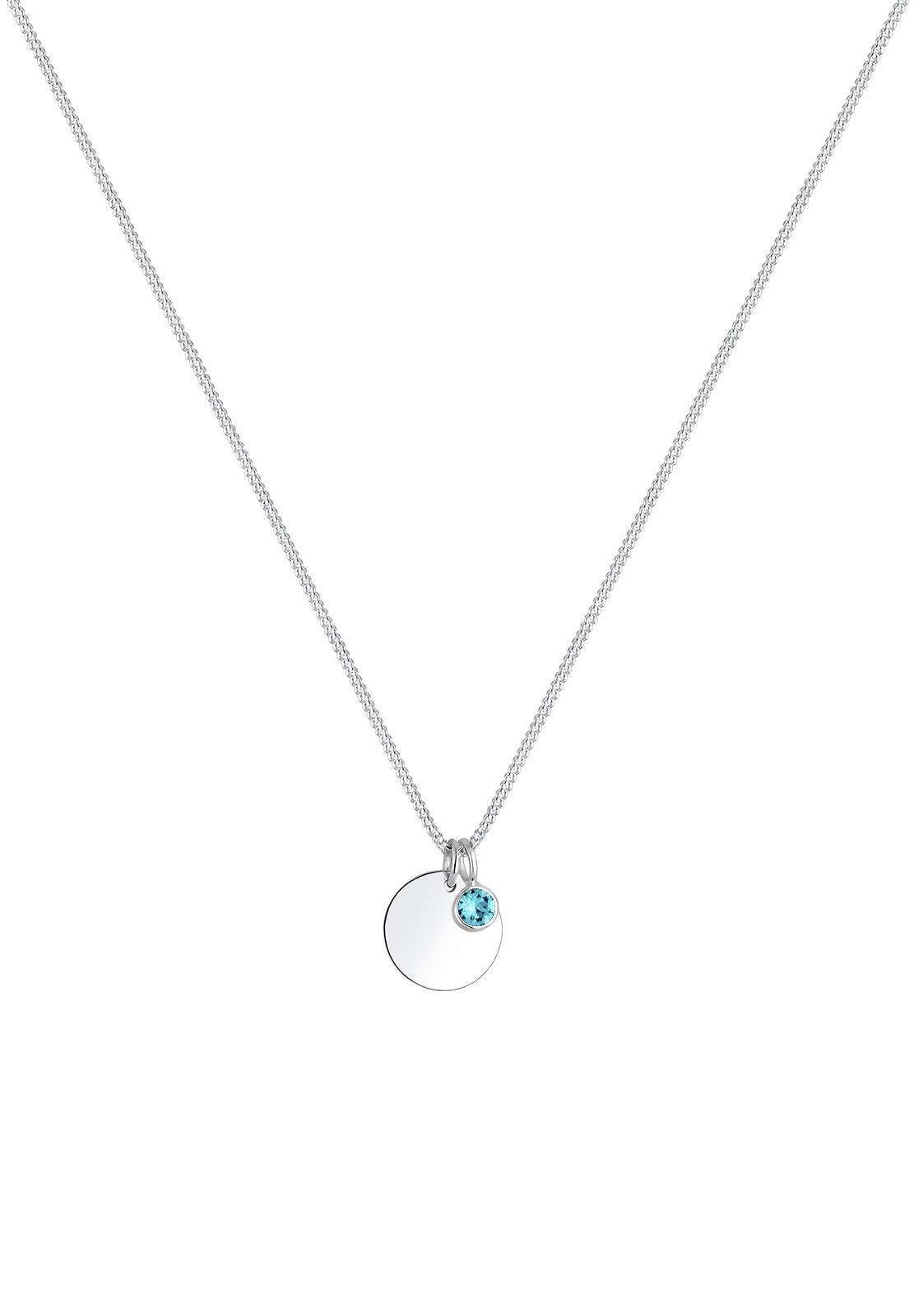 Elli Silberkette »Halskette Plättchen mit Geburtstein Kristalle 925 Sterling silber«