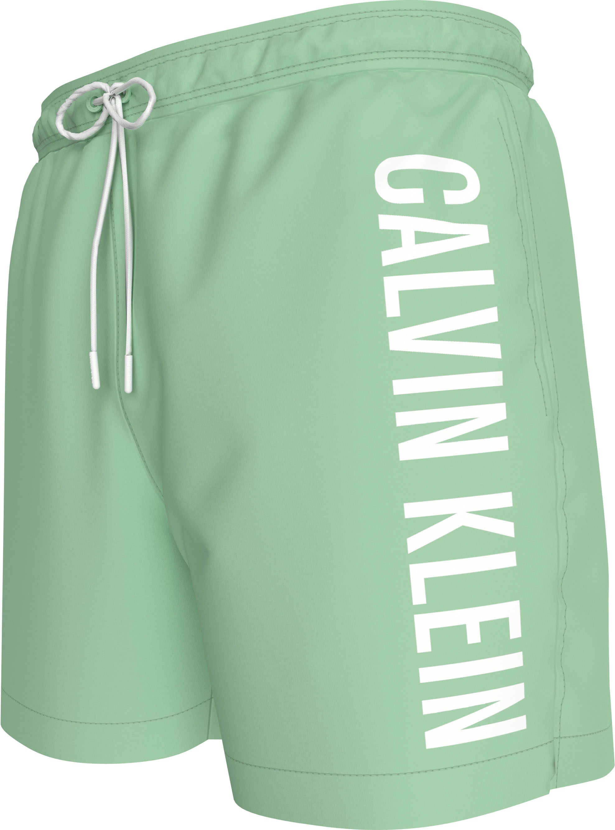 Calvin Klein Swimwear Badeshorts »MEDIUM DRAWSTRING«, mit kontrastfarbenem Logo-Schrifztug am Bein