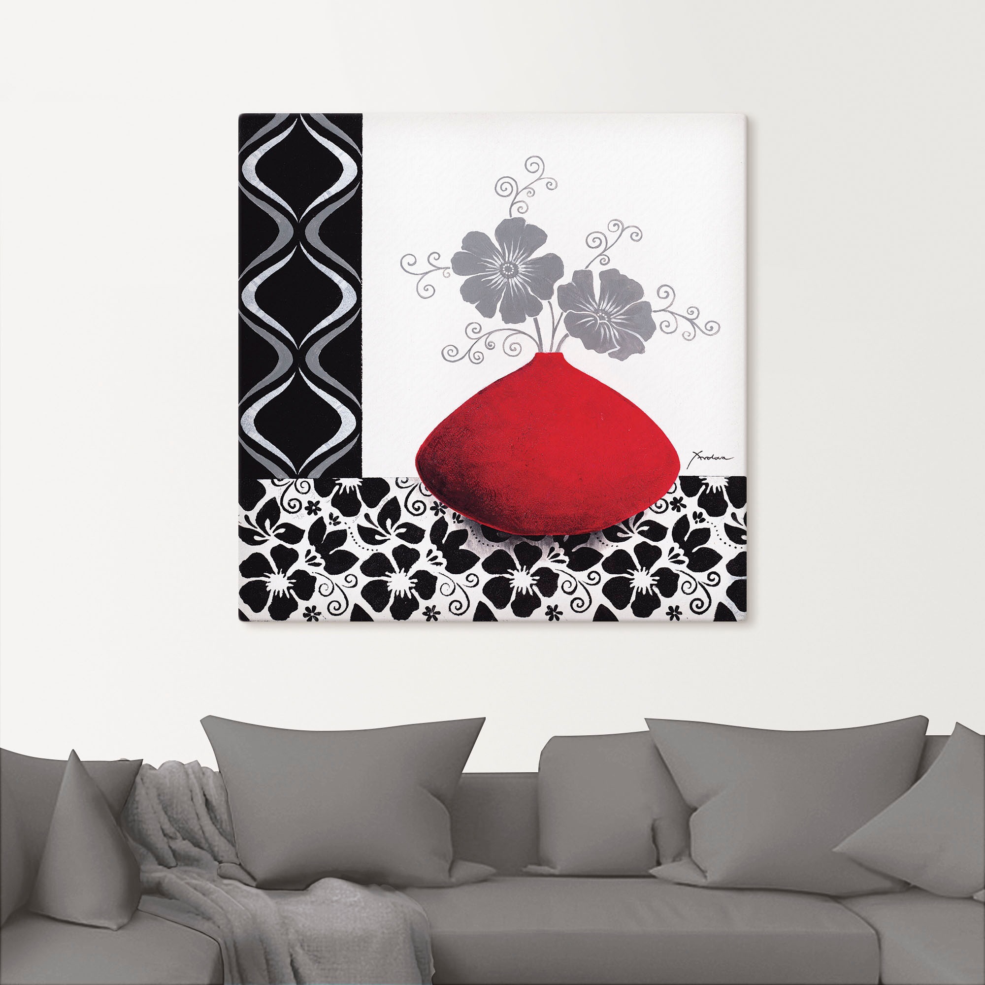 Artland Wandbild »Blumenmuster«, Vasen & Töpfe, (1 St.), als Leinwandbild, Poster, Wandaufkleber in verschied. Größen