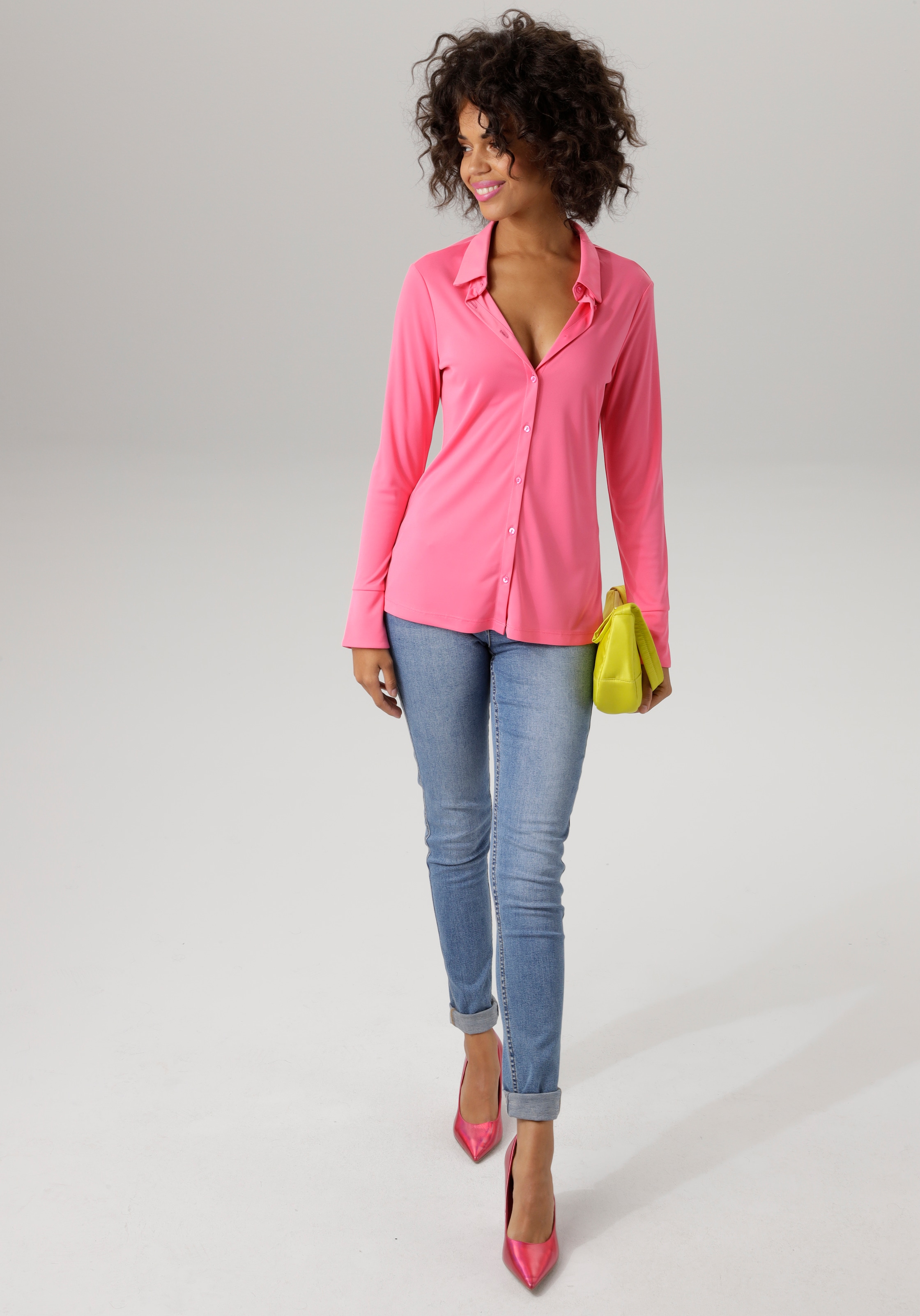 Aniston CASUAL Hemdbluse, strukturierter Jersey-Crepé-Qualität ♕ in bei