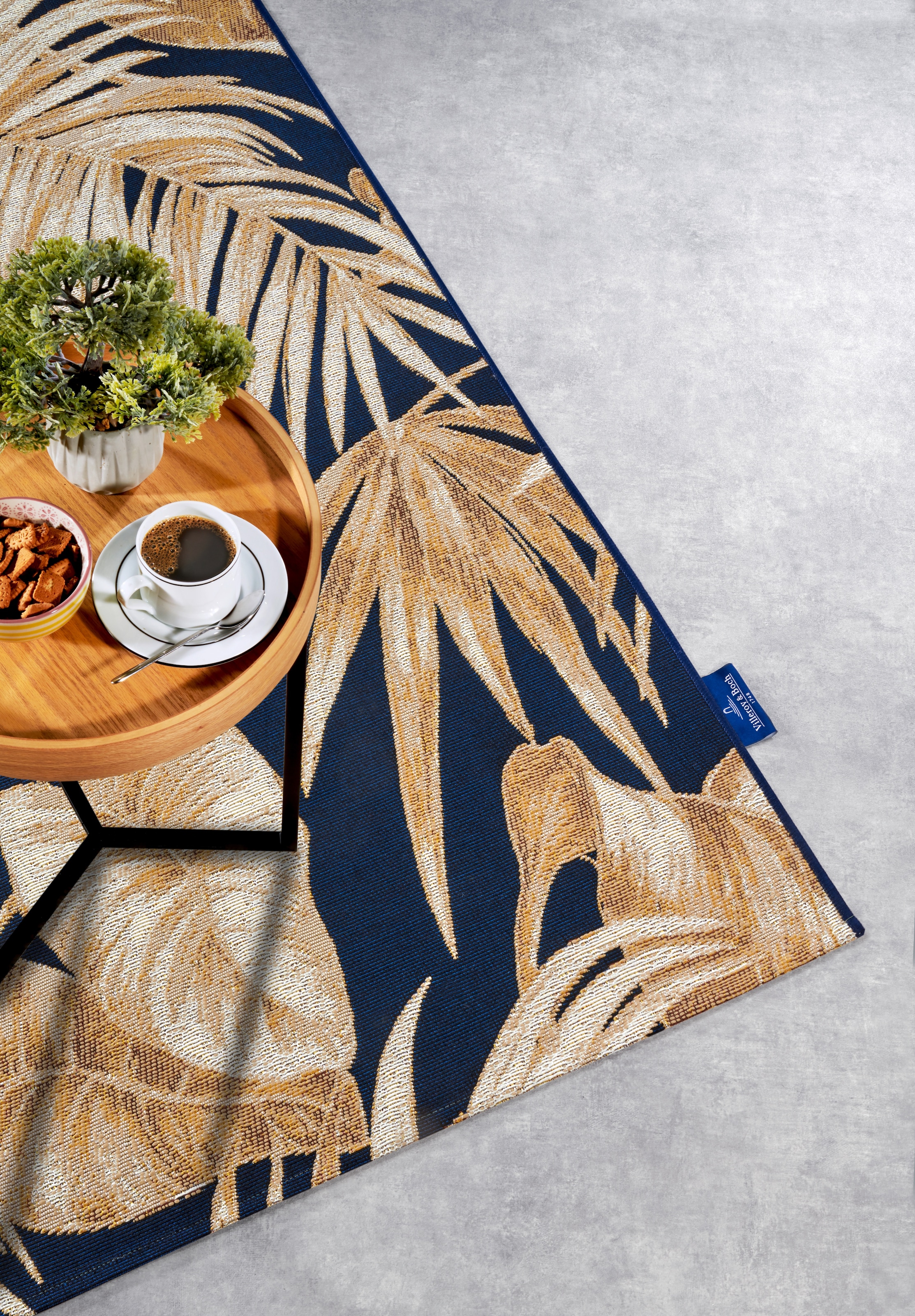 Villeroy & Boch Outdoorteppich »Oktavie«, rechteckig, 3 mm Höhe, Outdoor, Flachgewebe, wetterfest, Balkon, Garten, floral, Terrasse