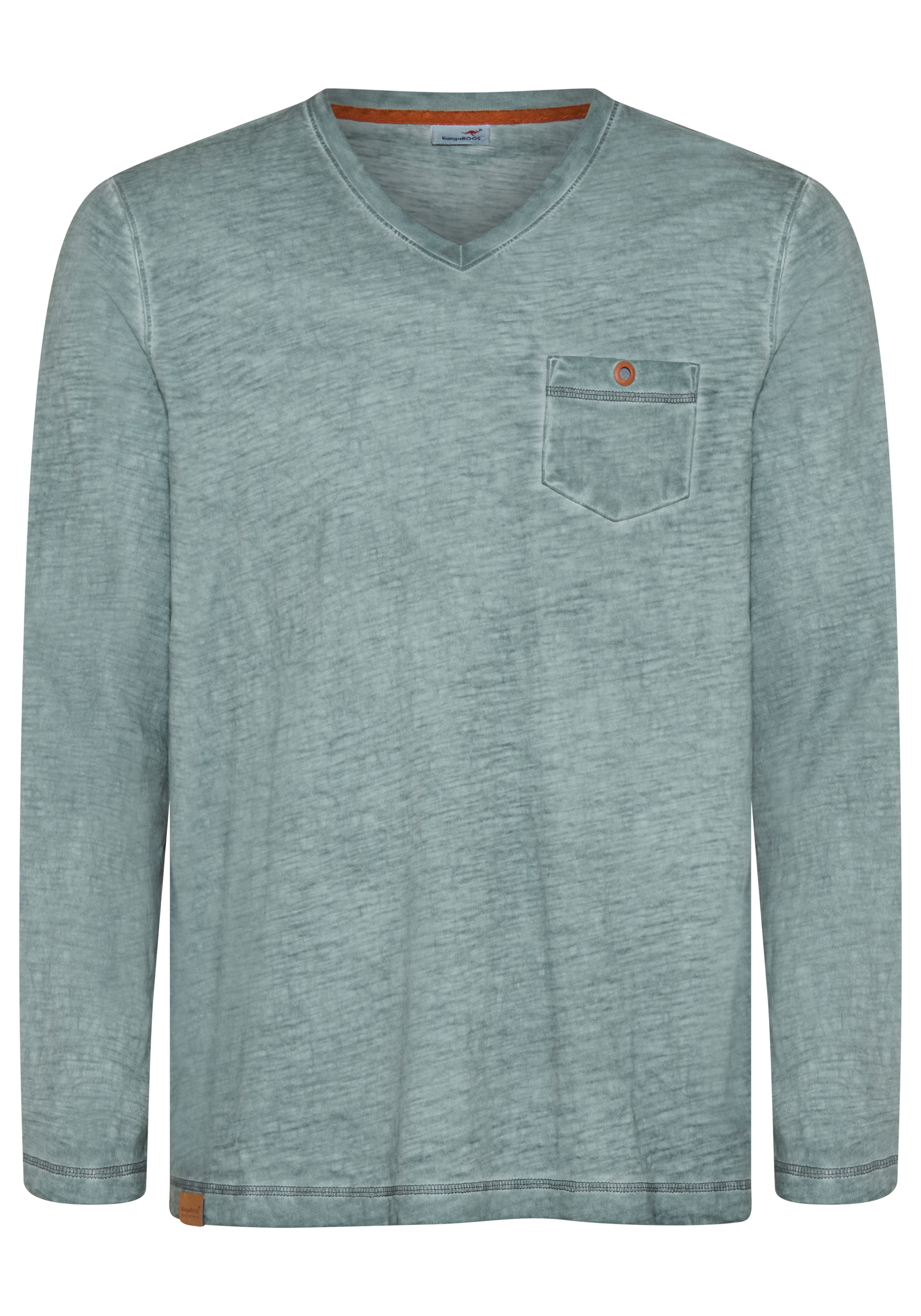 KangaROOS Langarmshirt mit V-Ausschnitt, Langarm-Design, aus Slub-Material