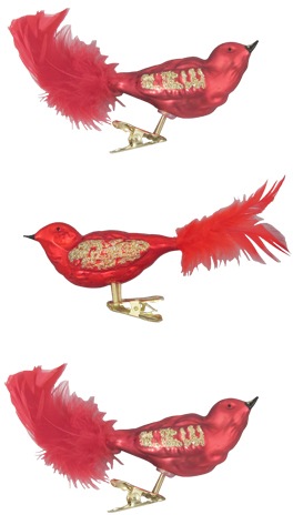 Krebs Glas Lauscha Weihnachtsbaumklammer »CBK71094, Weihnachtsdeko rot, Christbaumschmuck«, (Set, 3 tlg.), Glasvogel