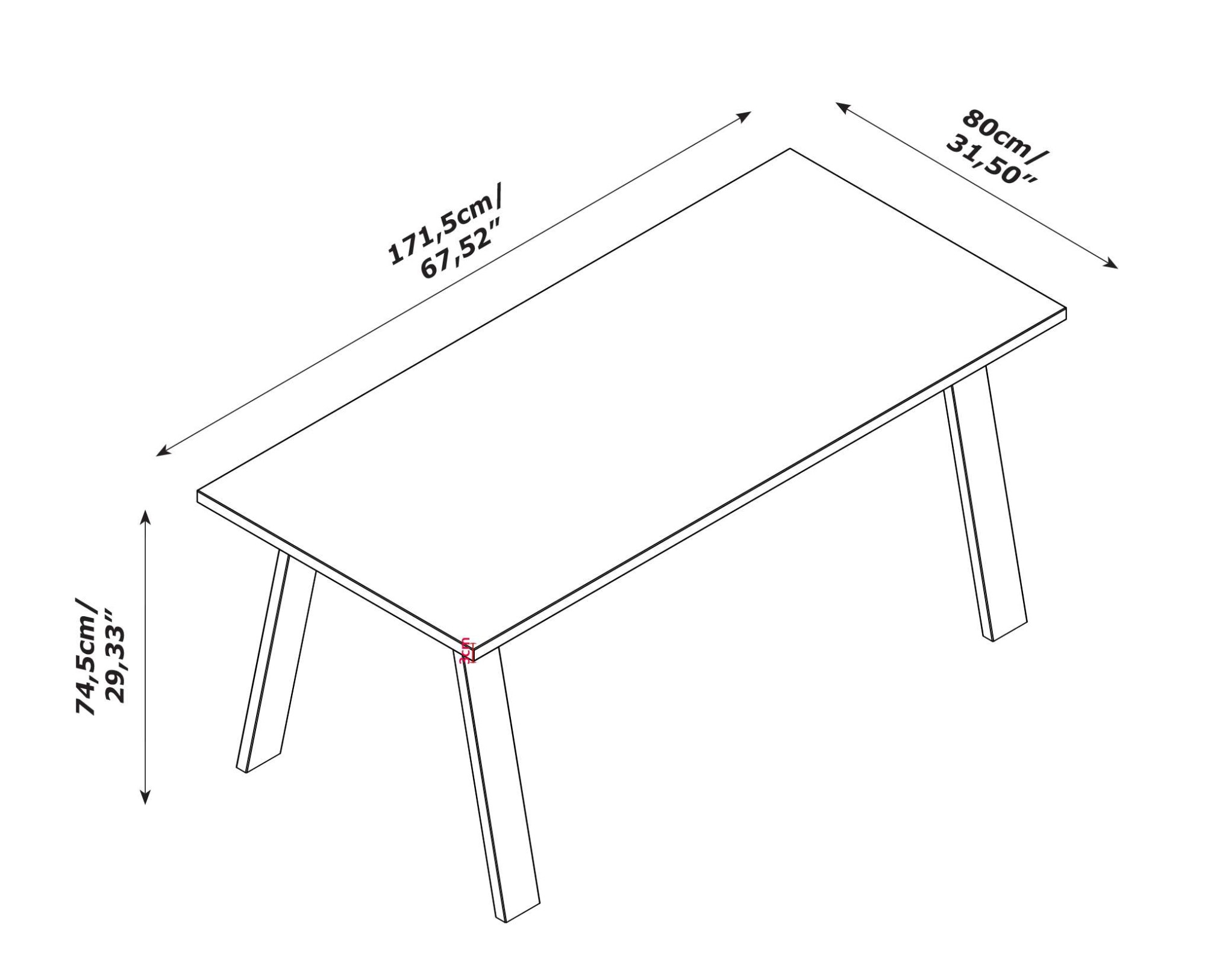 Composad Schreibtisch »Davinci«, mit Metallbeinen, Breite 171,5 cm, 100% recyceltes Holz, Made in Italy