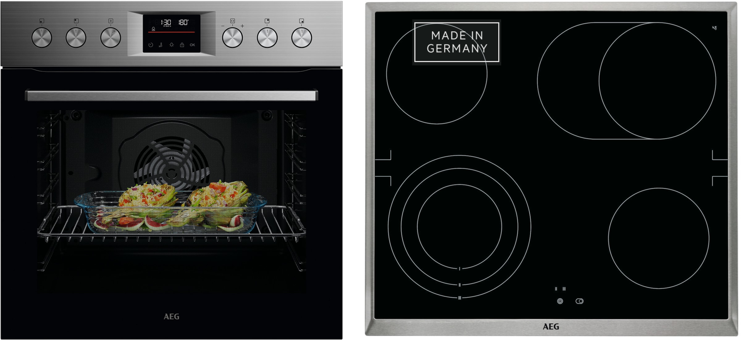 AEG Elektro-Herd-Set Serie 5000 »HH24HSPM«, Pyrolyse-Selbstreinigung, Edelstahl Design