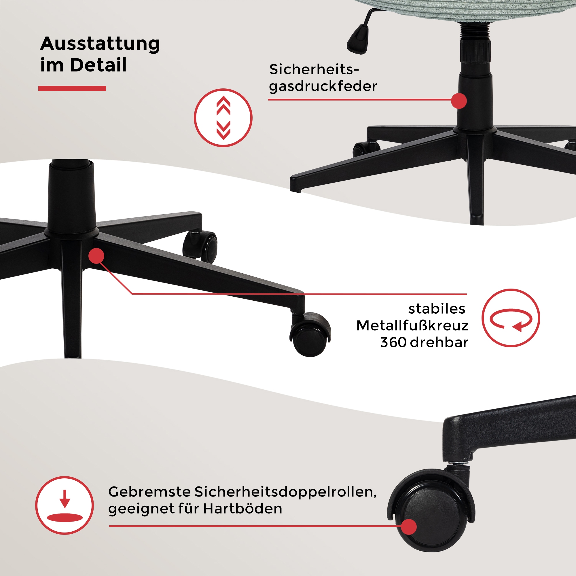Duo Collection Drehstuhl »Tilo« () 1 Stk.Sitzhöhenverstellung, Wippmechanik, Sicherheitsdoppelrollen