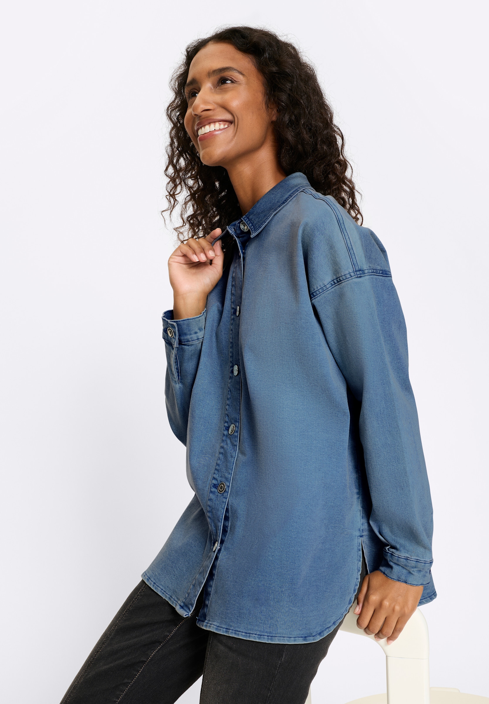 heine Jeansbluse »Jeansbluse Jeansbluse mit Seitenschlitzen«