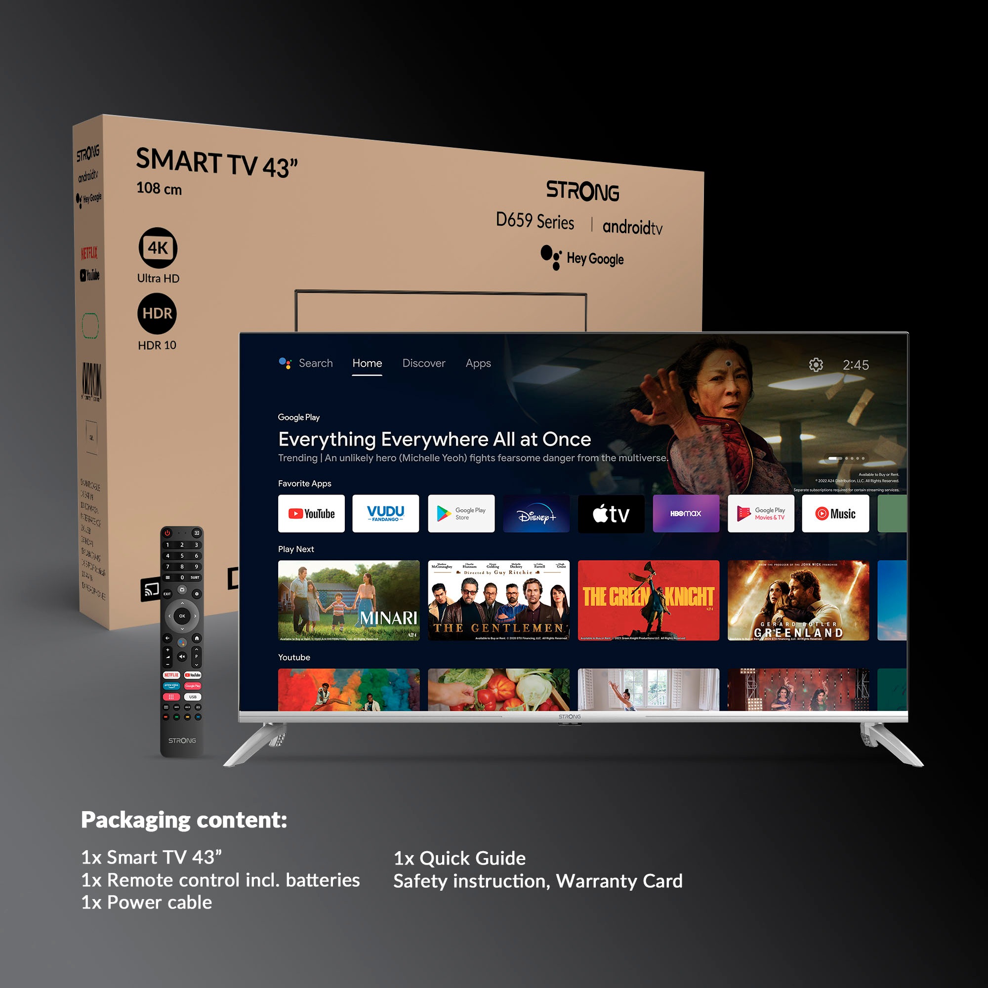 Strong LED-Fernseher »SRT 43UD6593«, 4K Ultra HD, Android TV-Smart-TV