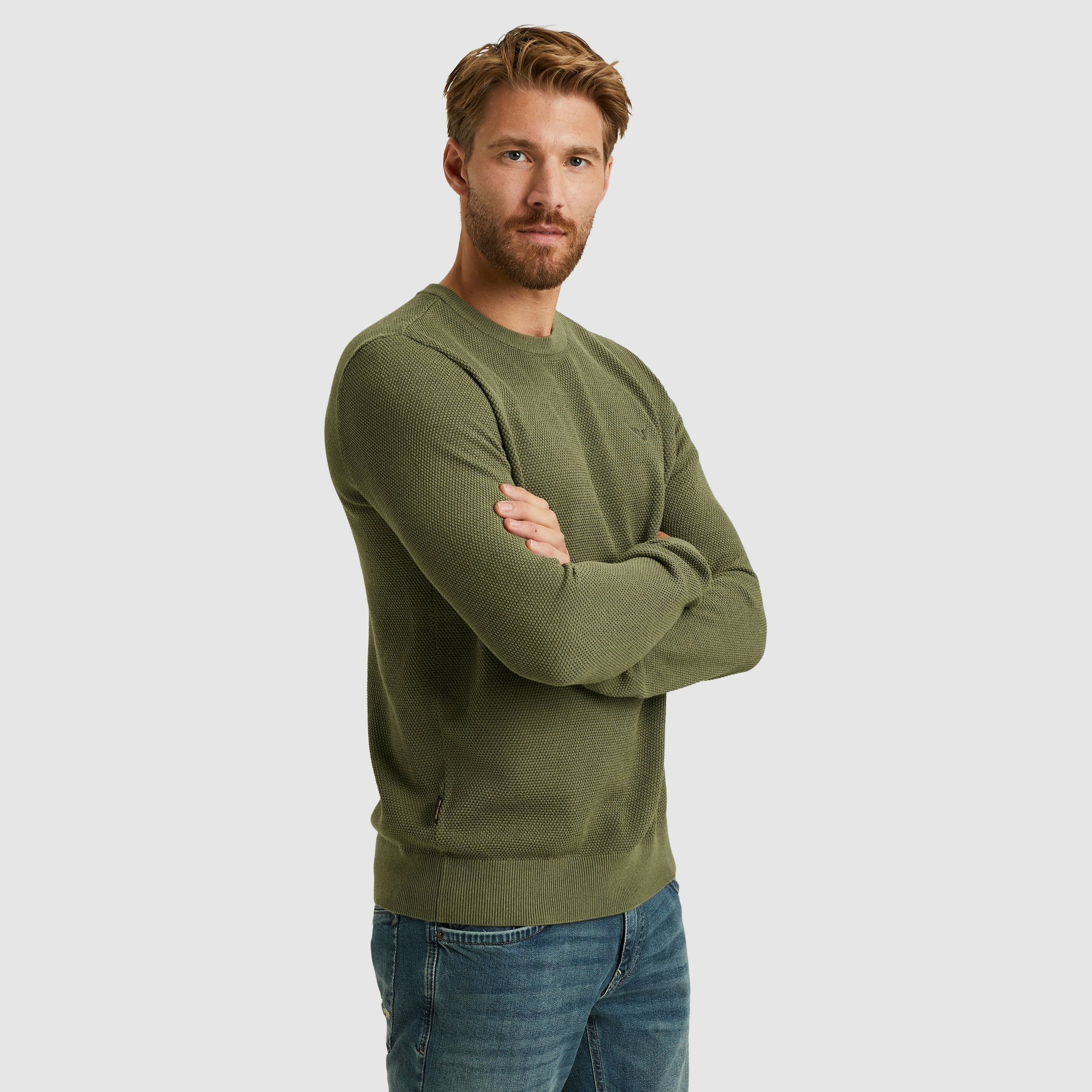 PME LEGEND Rundhalspullover mit Logo Stickerei