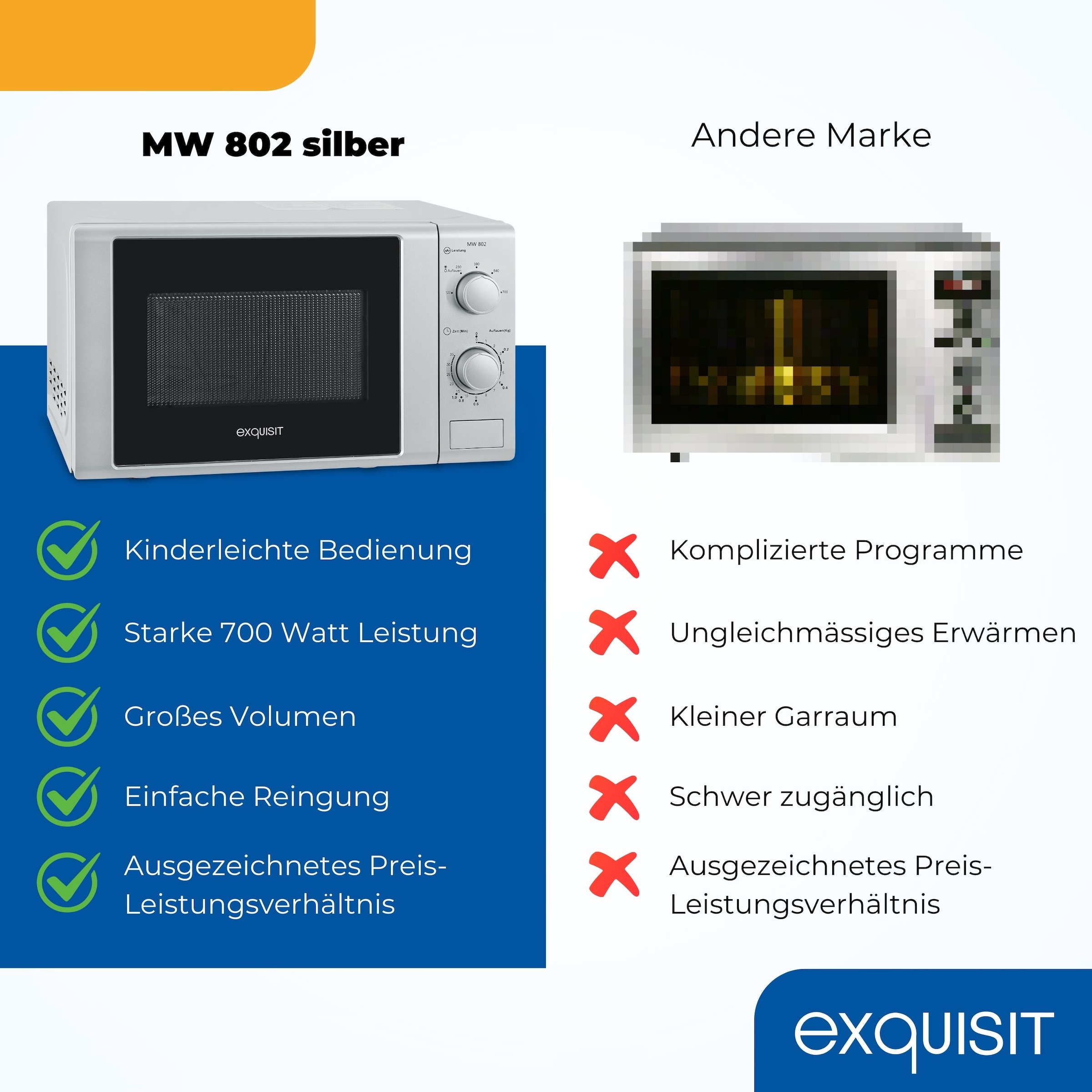 exquisit Mikrowelle »MW 900-030«, Mikrowelle, 700 W, silber