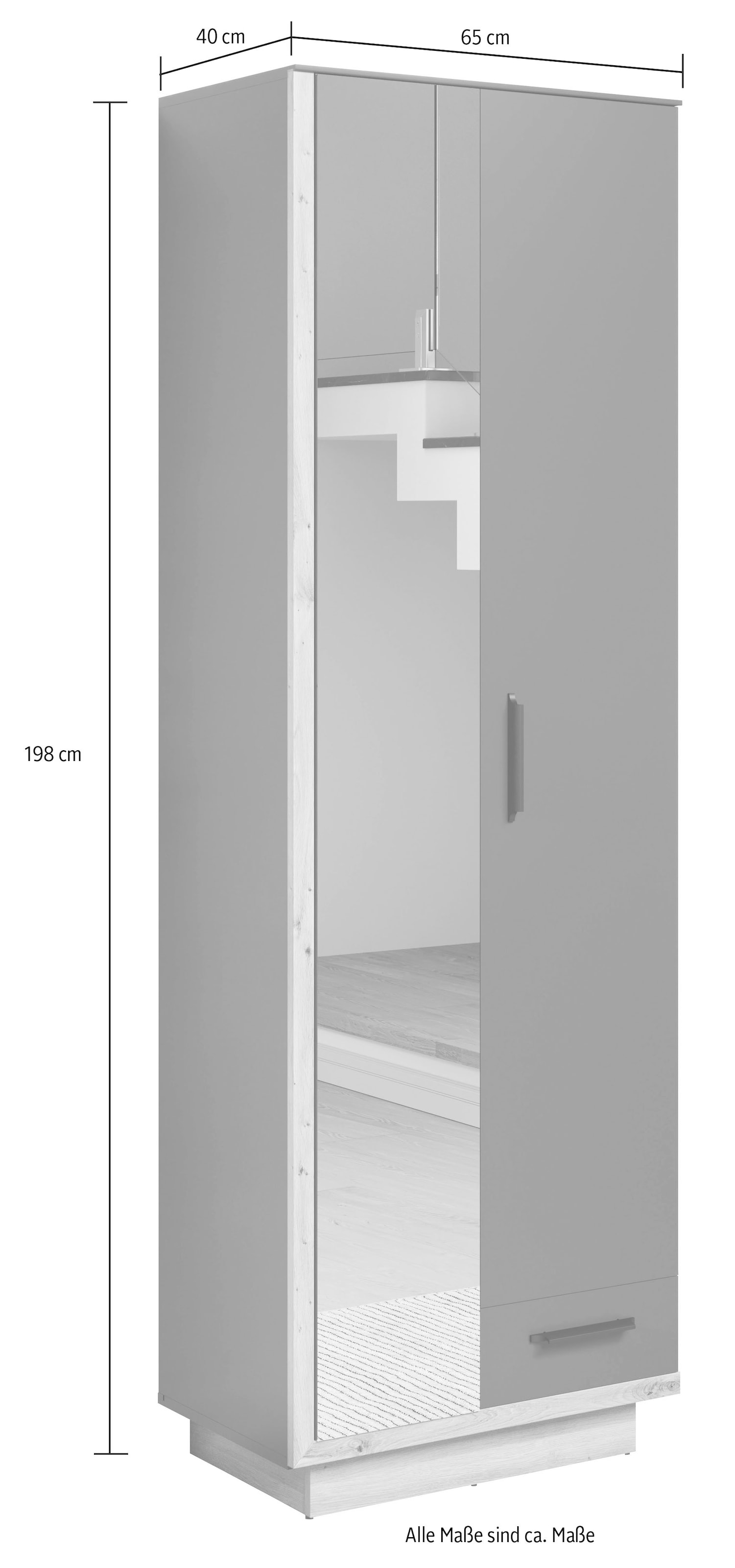 INOSIGN Garderobenschrank »Premont«, (1 St.), mit Spiegel, Maße B/H/T ca.  65/198/40 cm, Soft-Close bestellen | UNIVERSAL | Garderobenschränke