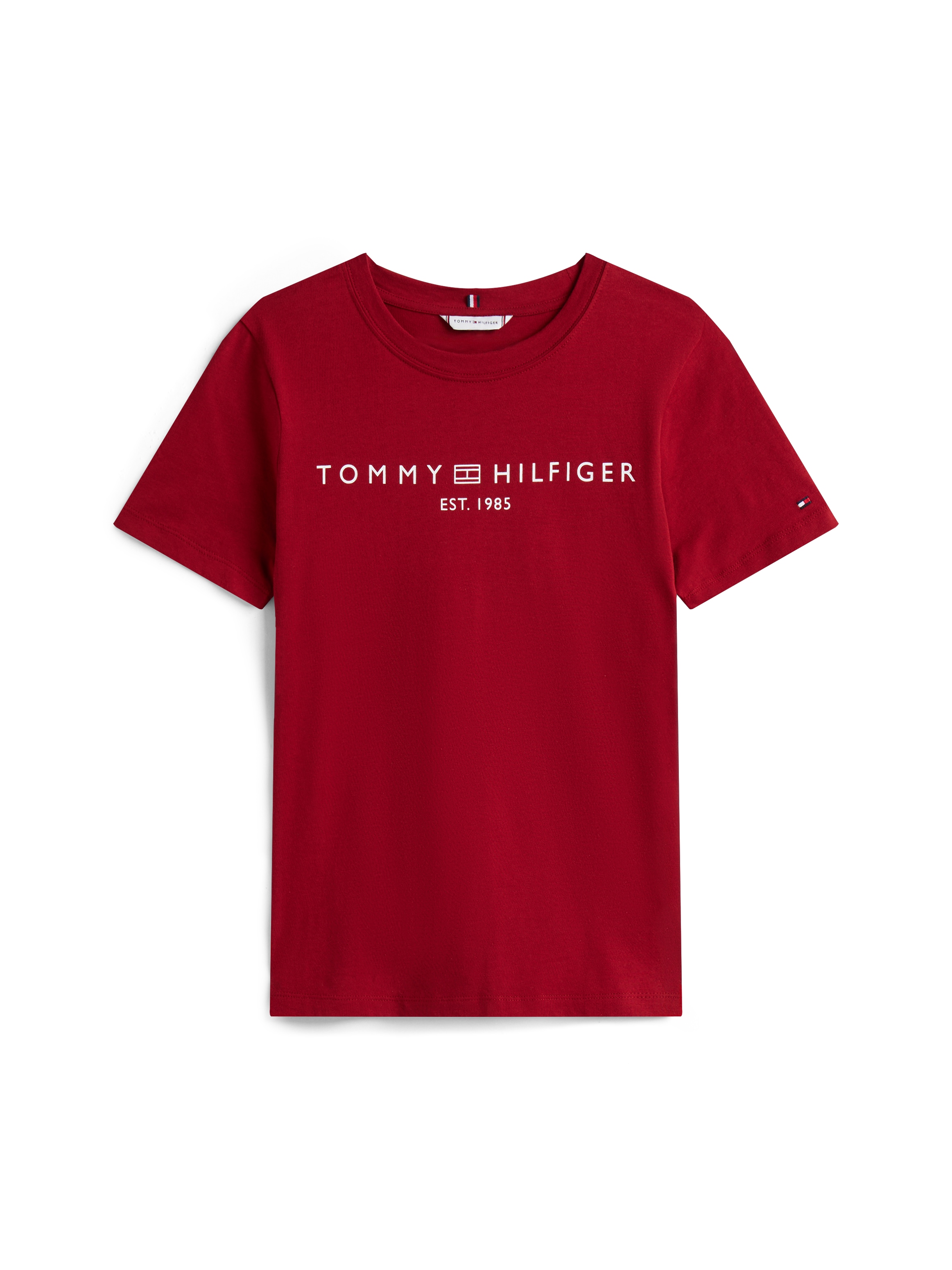Tommy Hilfiger Kurzarmshirt »REG CORP LOGO C-NK mit Logoschriftzug und Stickerei«, Baumwolle
