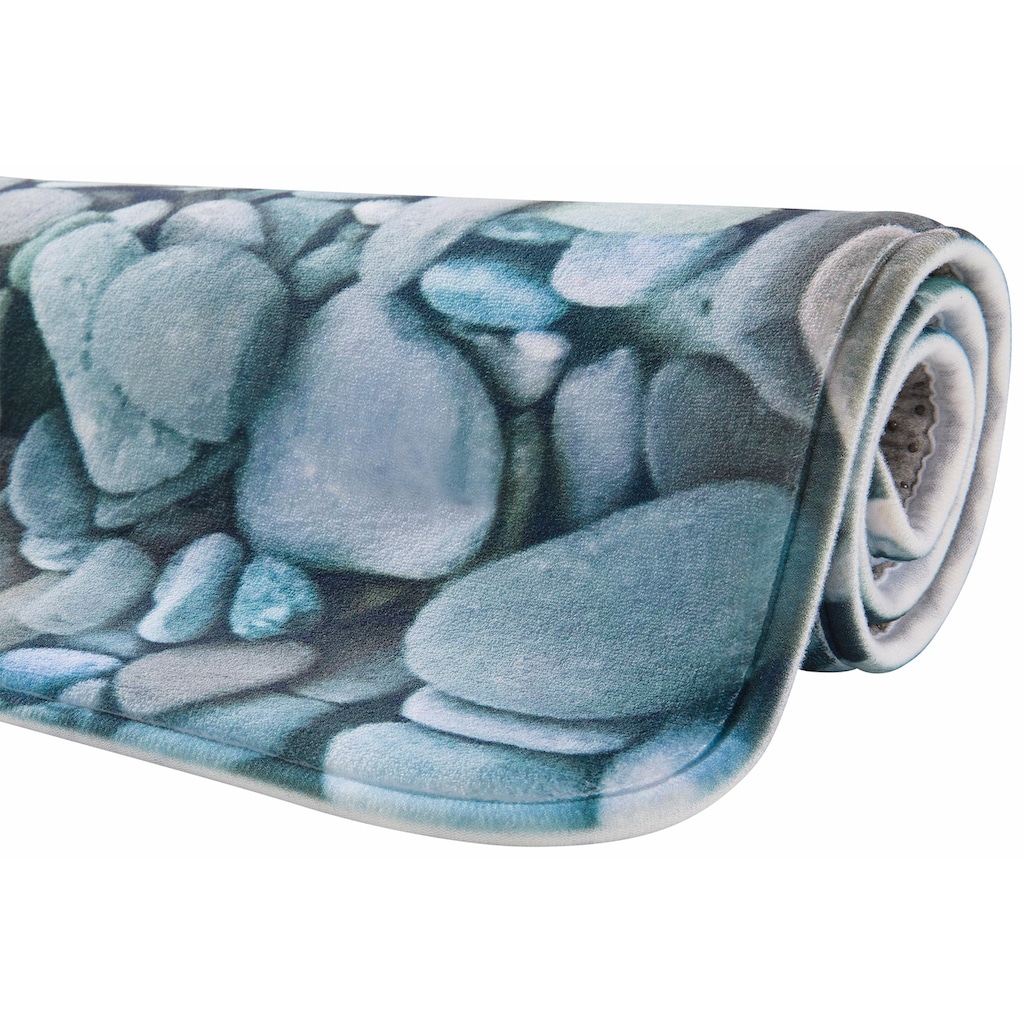 my home Badematte »Steine«, Höhe 14 mm, rutschhemmend beschichtet-Memory Schaum, fußbodenheizungsgeeignet-schnell trocknend-strapazierfähig