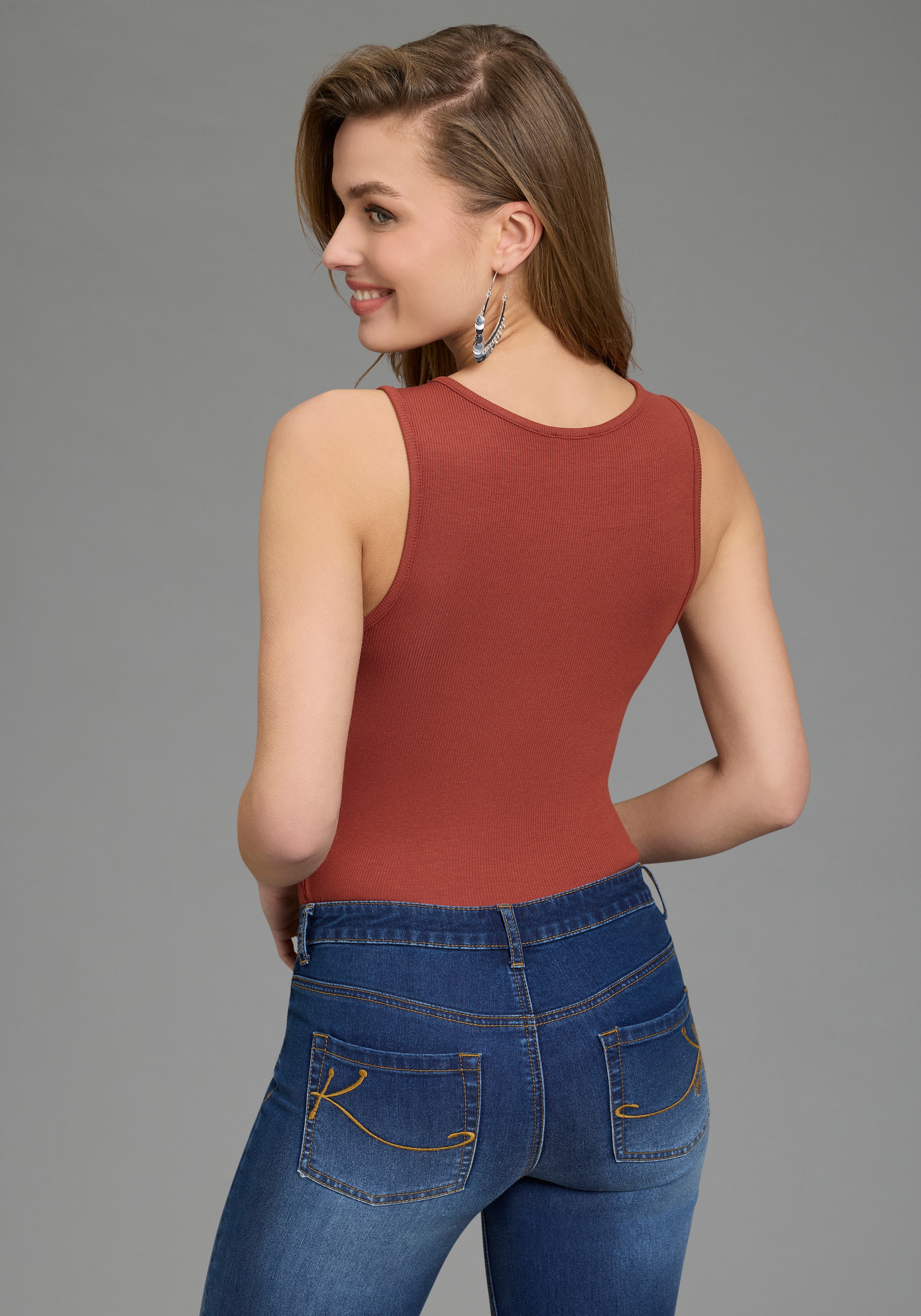 Flashlights Body aus weicher Rippqualität, figurenbetonte Passform, Tanktop