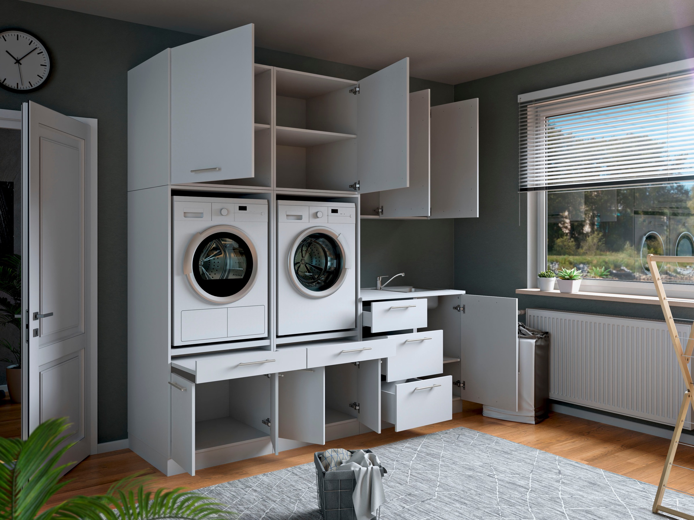 Laundreezy Mehrzweckschrank-Set »Laundreezy, 8-tlg. Mehrzweckschrank-Set B/H/T 238/238/68 cm« 8 Stk. tlg.