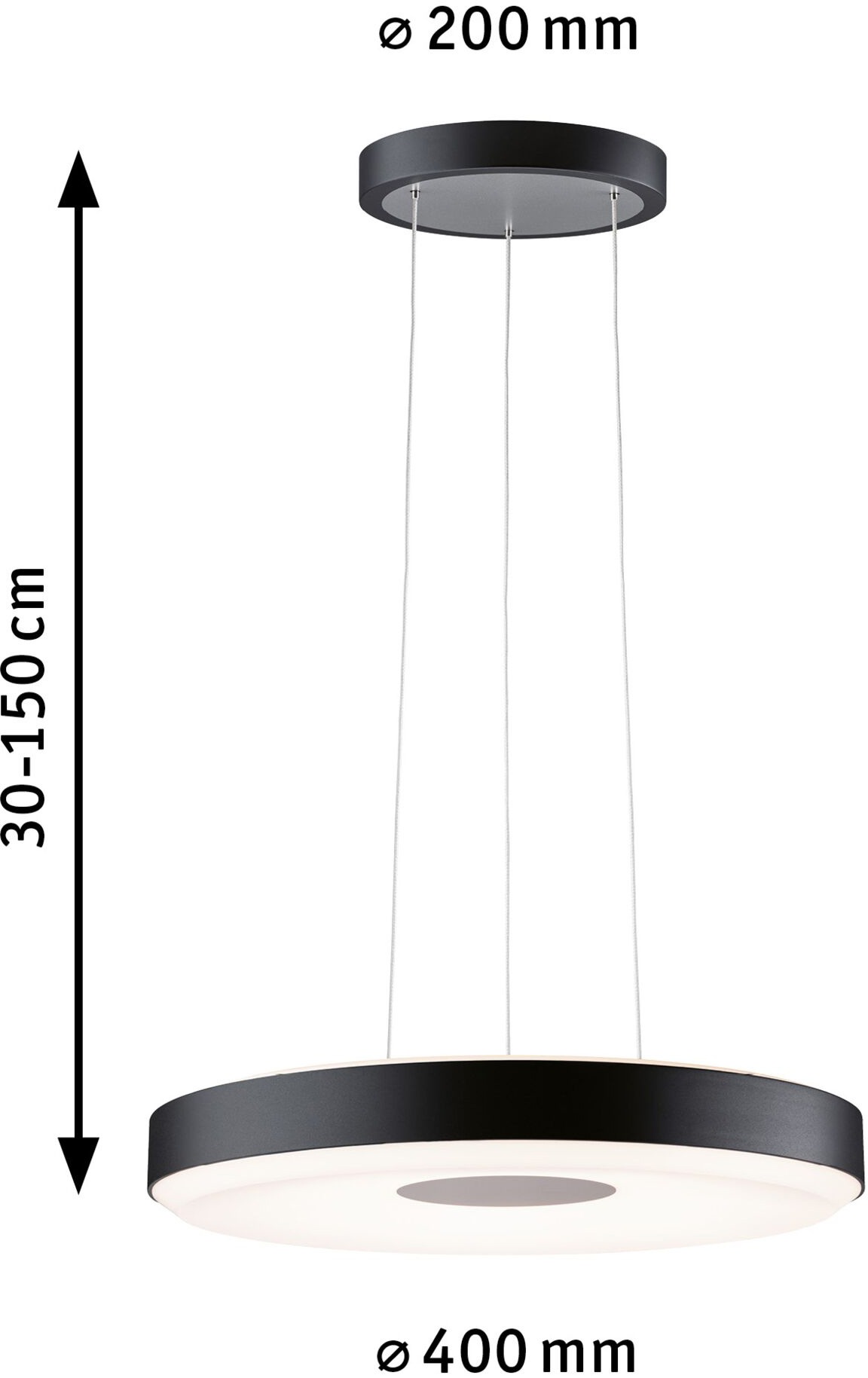 Paulmann Pendelleuchte »Puric Pane«, 1 flammig, LED, dimmbar, Schwarz, Grau, Metall