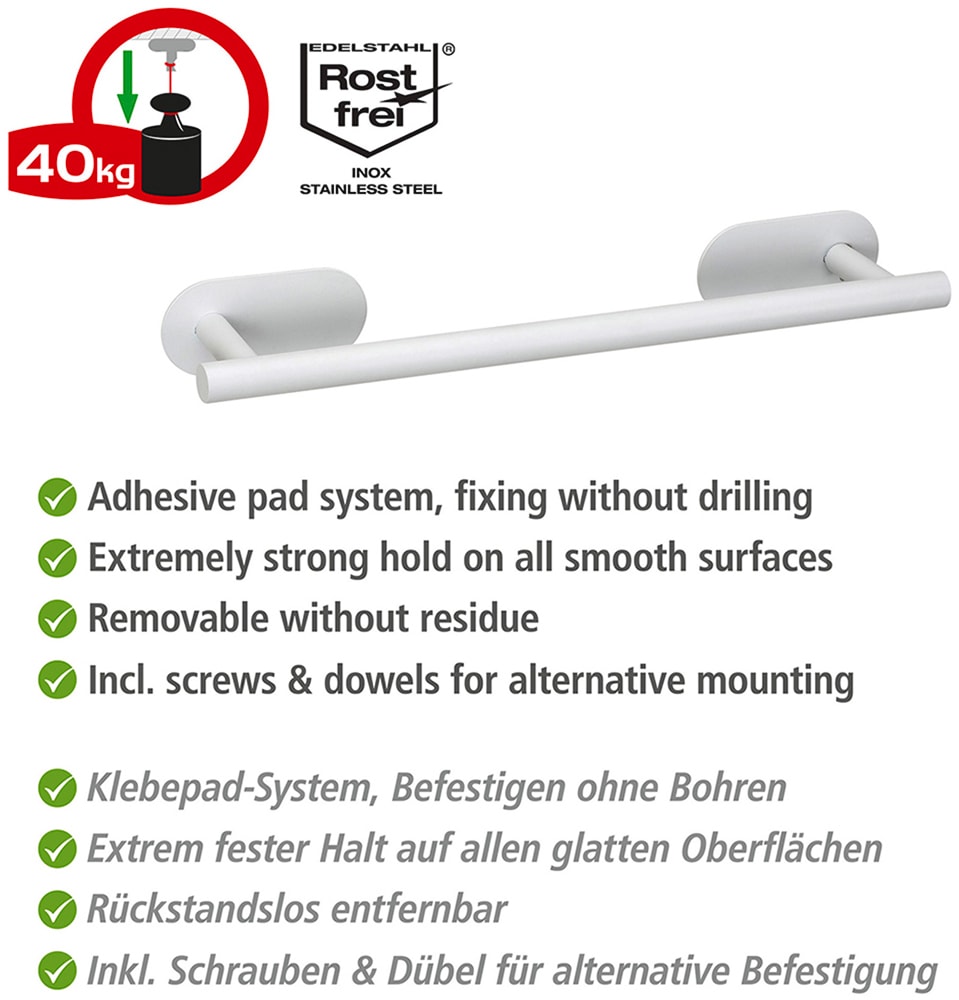 WENKO Handtuchstange »Turbo-Loc® Modell Uno Orea« aus Edelstahl, Befestigen ohne Bohren, 40 cm