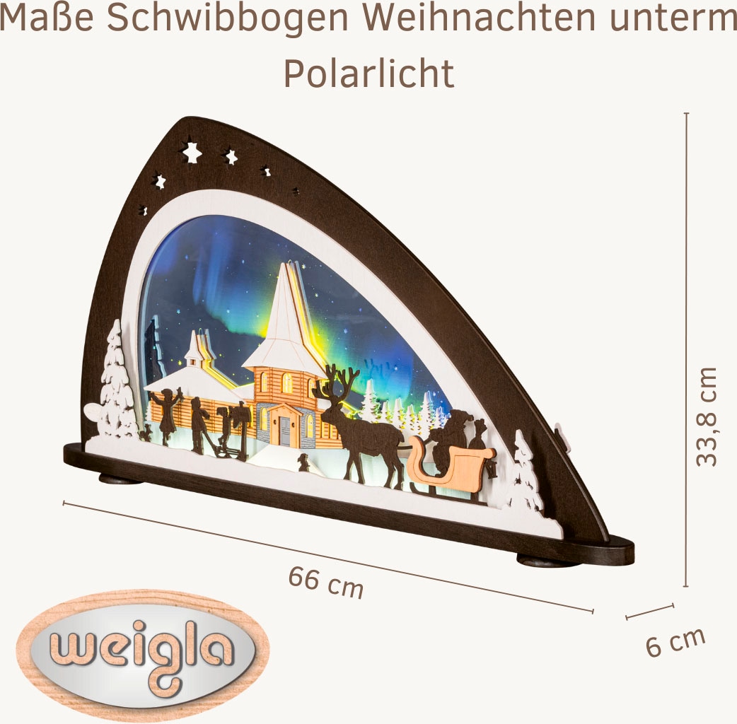 Weigla LED Schwibbogen »Weihnachten Polarlicht, Lichterbogen aus Holz & Acryl, Made in Germany« 1 Stk. Erzgebirge garantiert, Weihnachtsdeko Innen, Weihnachtsbeleuchtung
