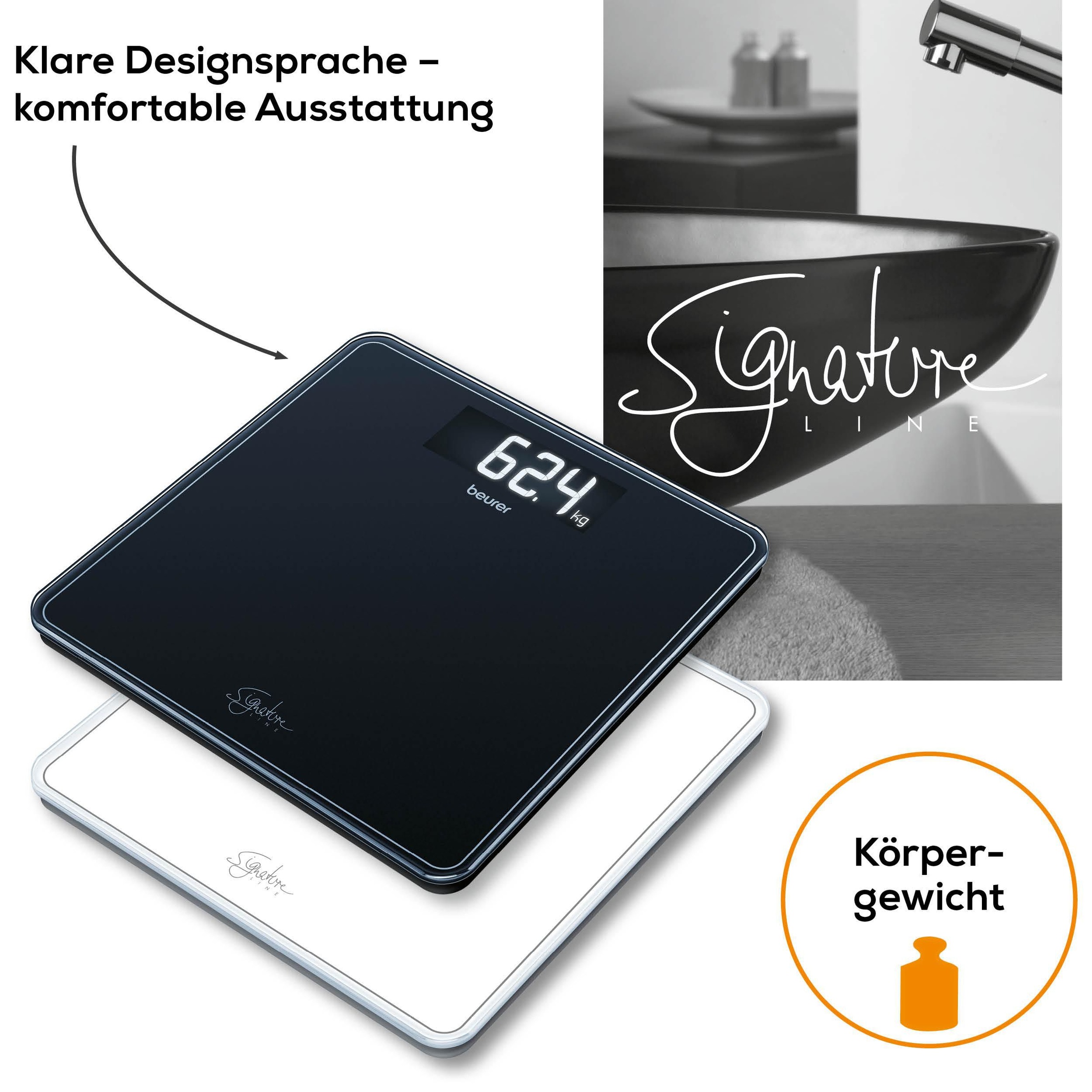 BEURER Personenwaage »GS 400, große Trittfläche mit 8 mm weißem Sicherheitsglas«, XL-Display, Tragkraft bis 200 kg und praktische Einschaltautomatik